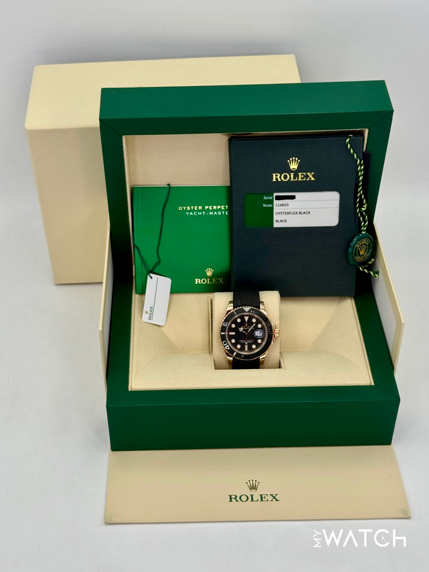 2016 Rolex Yacht-Master 40mm 116655 Rose Gold Oysterflex Black Dial