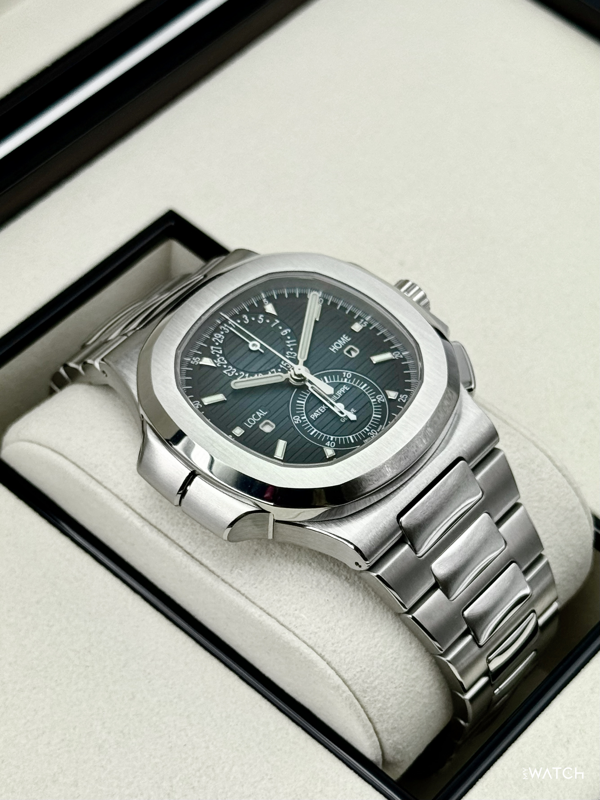 NEW 2026 Patek Philippe Nautilus Travel Time Chrono 40.5mm 5990 Blue-Noir Dial - MyWatchLLC