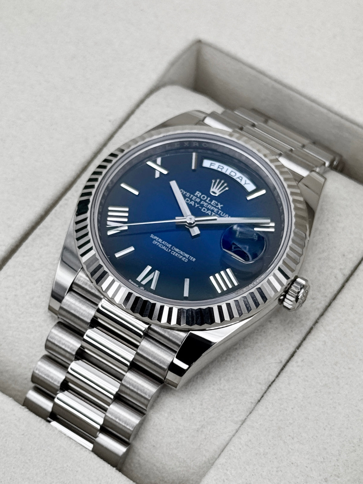 NEW 2026 Rolex Day-Date 40mm 228239 Presidential Blue Ombre Dial