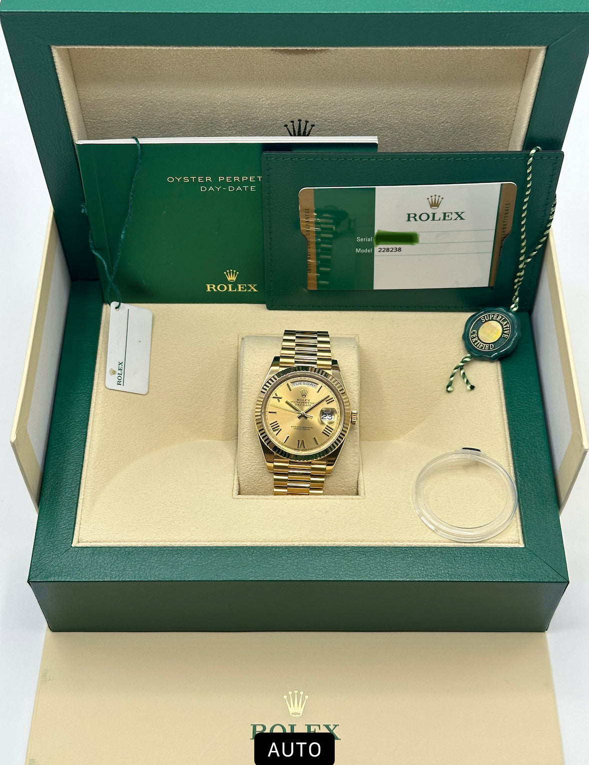 2019 Rolex Day-Date 40mm 228238 YG Champagne Roman Numeral Dial - MyWatchLLC