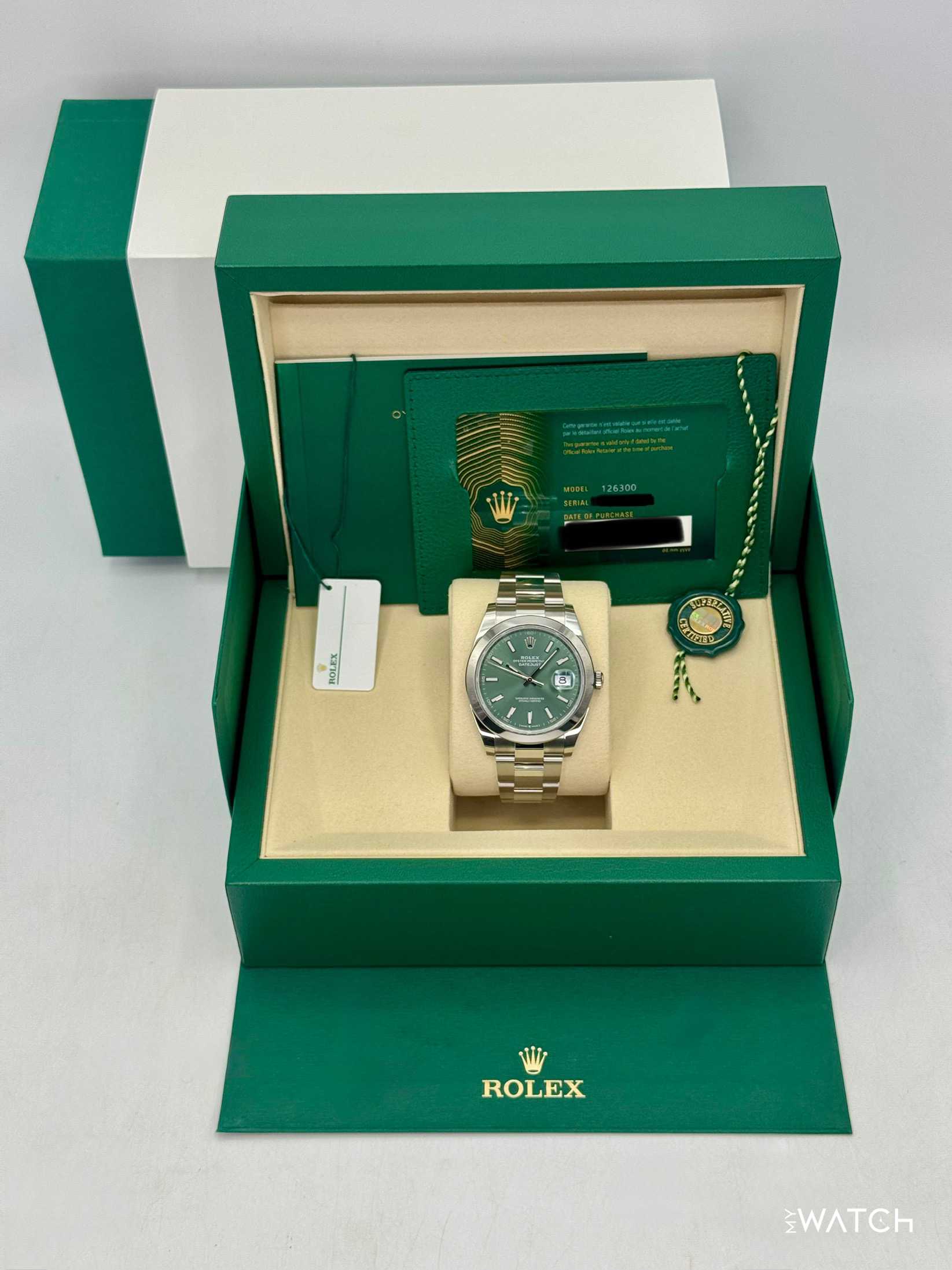 NEW 2026 Rolex Datejust 41mm 126300 Stainless Steel Oyster Green Dial - MyWatchLLC