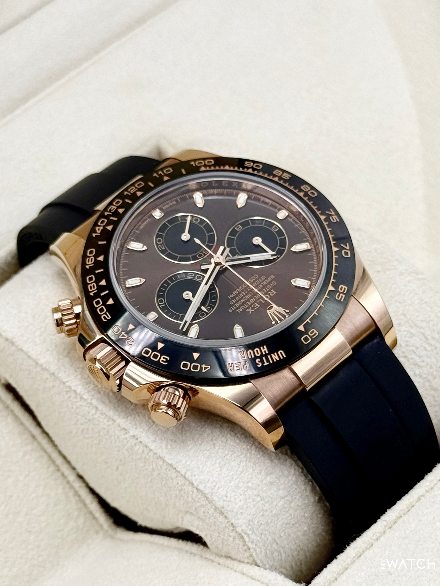 2023 Rolex Daytona 40mm 116515LN Rose Gold Oysterflex Chocolate Dial - MyWatchLLC