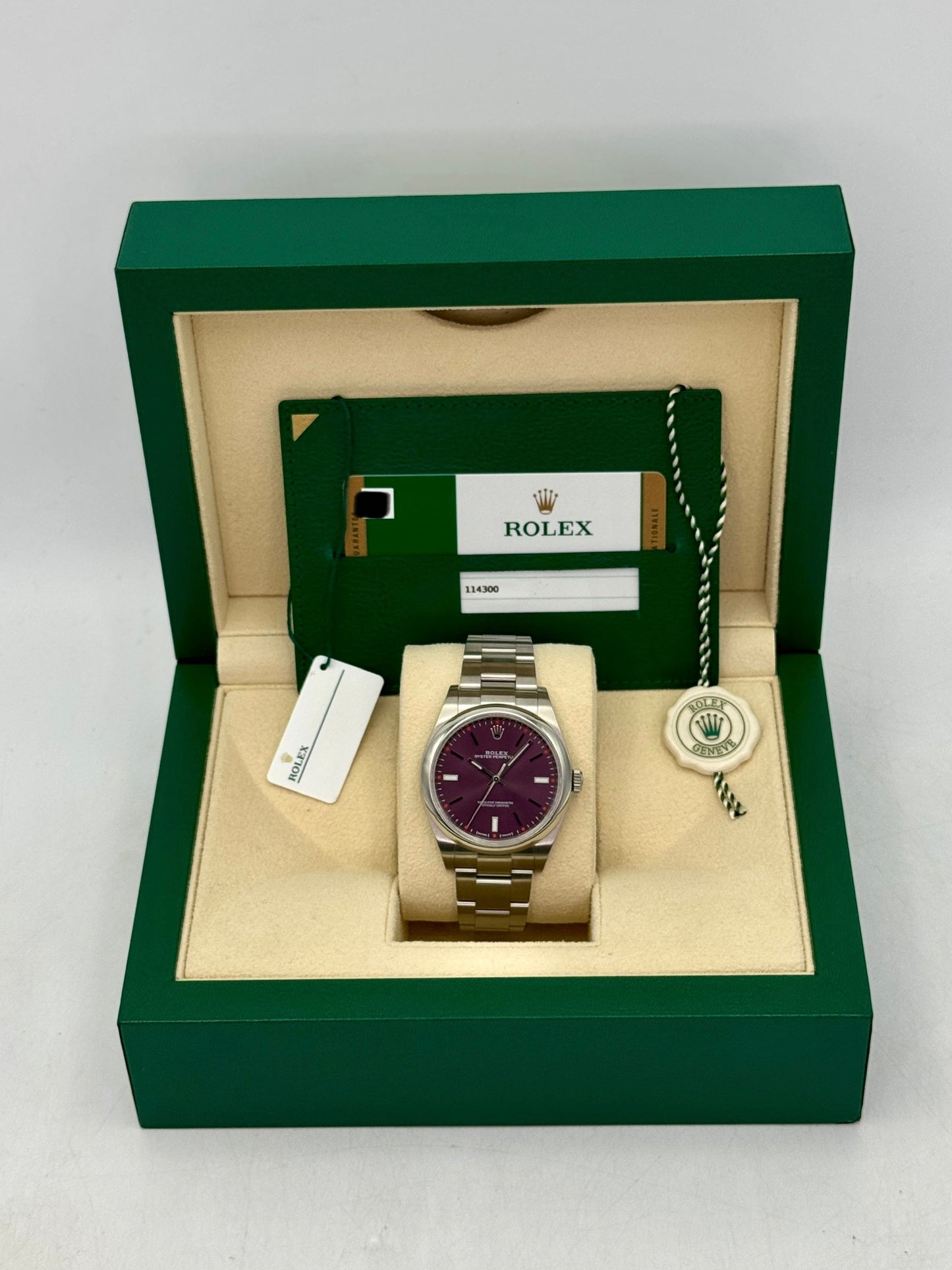 2018 Rolex Oyster Perpetual 39mm 114300 Stainless Steel Purple Dial (CPO)
