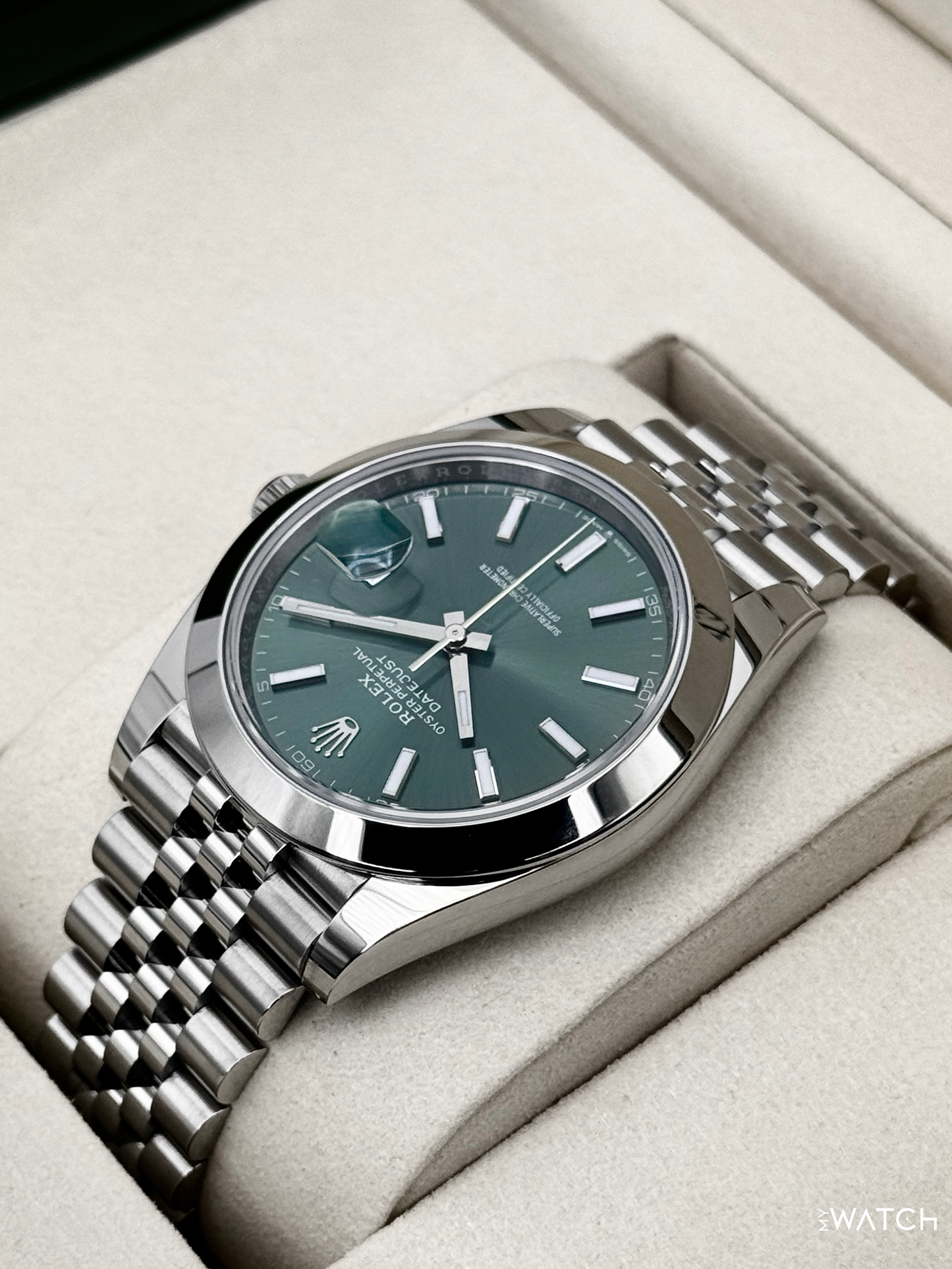 NEW 2026 Rolex Datejust 41mm 126300 Stainless Steel Jubilee Green Dial - MyWatchLLC