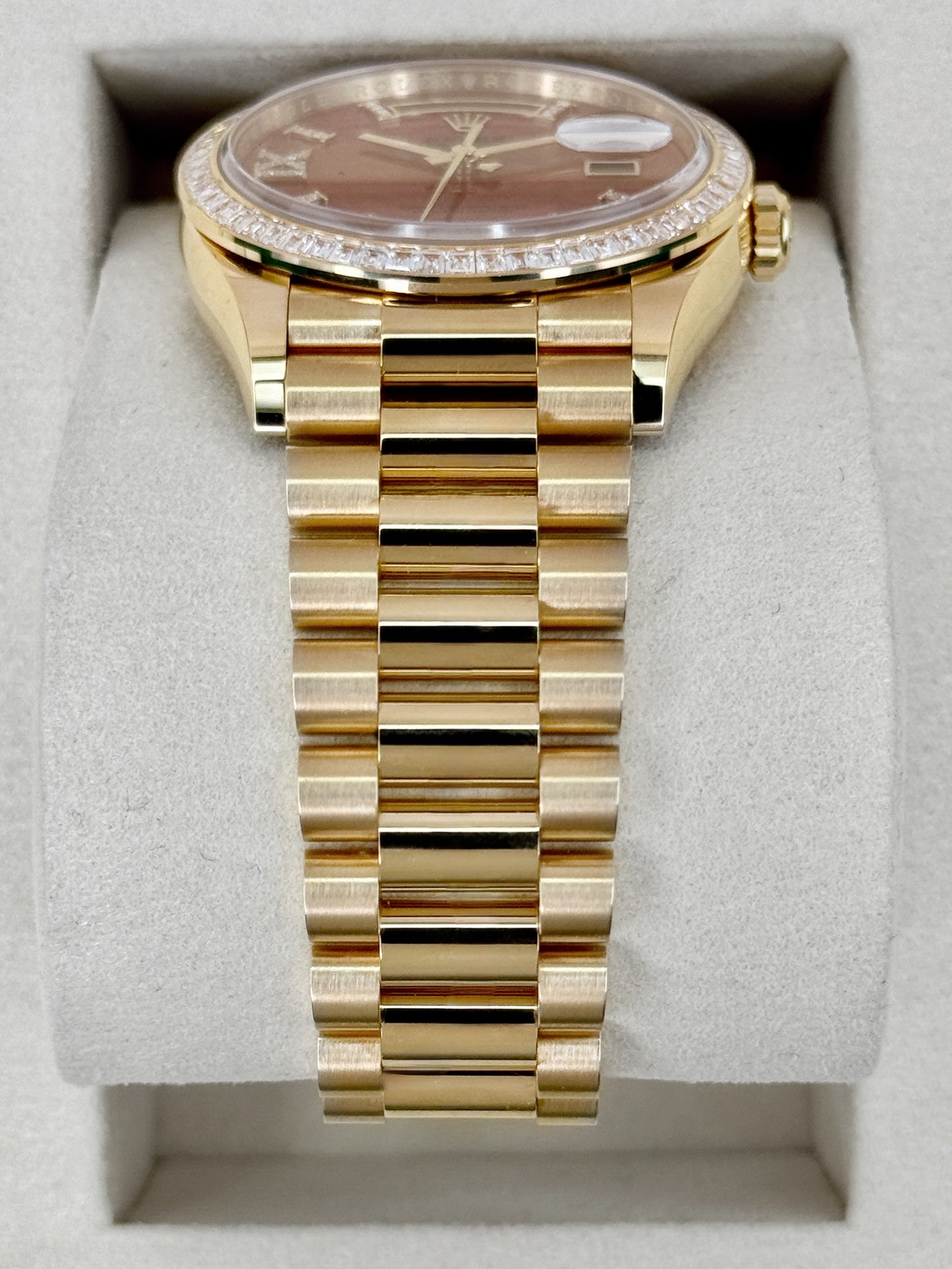 NEW 2026 Rolex Day-Date 36mm 128398TBR Presidential Yellow Gold Carnelian Diamond Dial