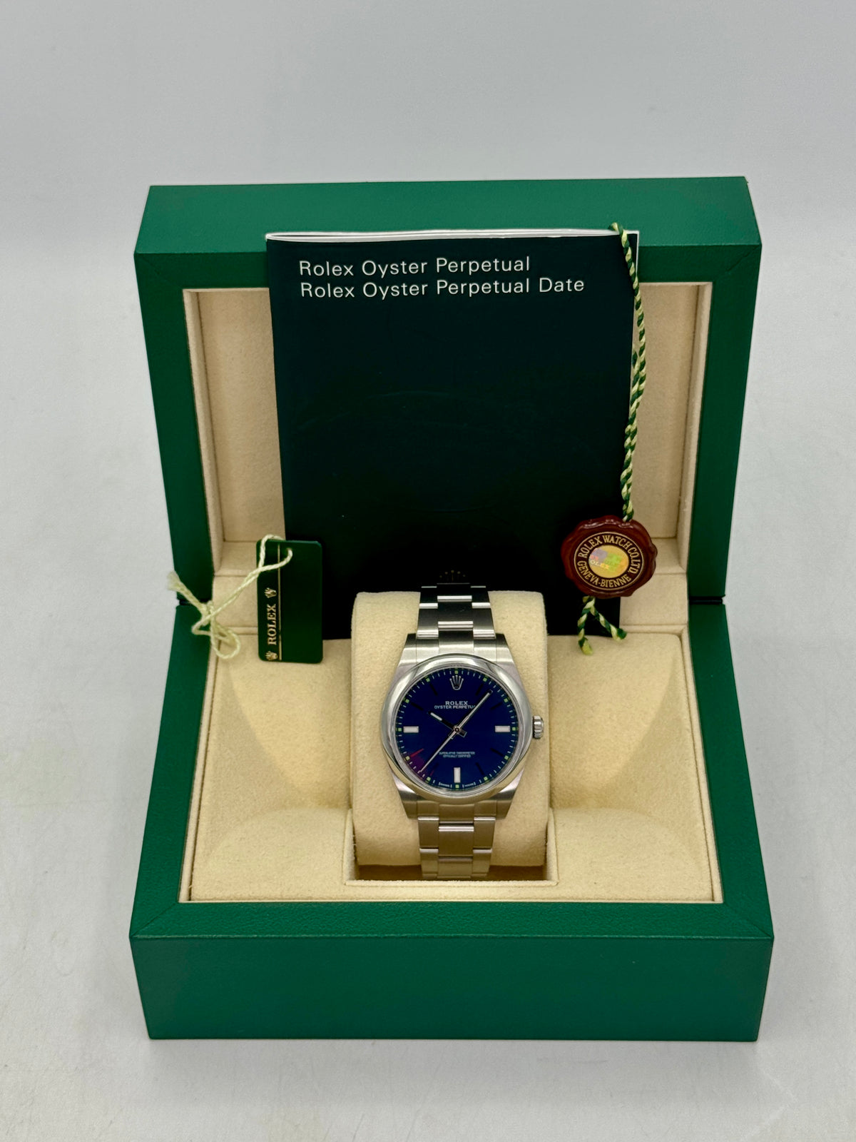 2018 Rolex Oyster Perpetual 39mm 114300 Stainless Steel Blue Dial