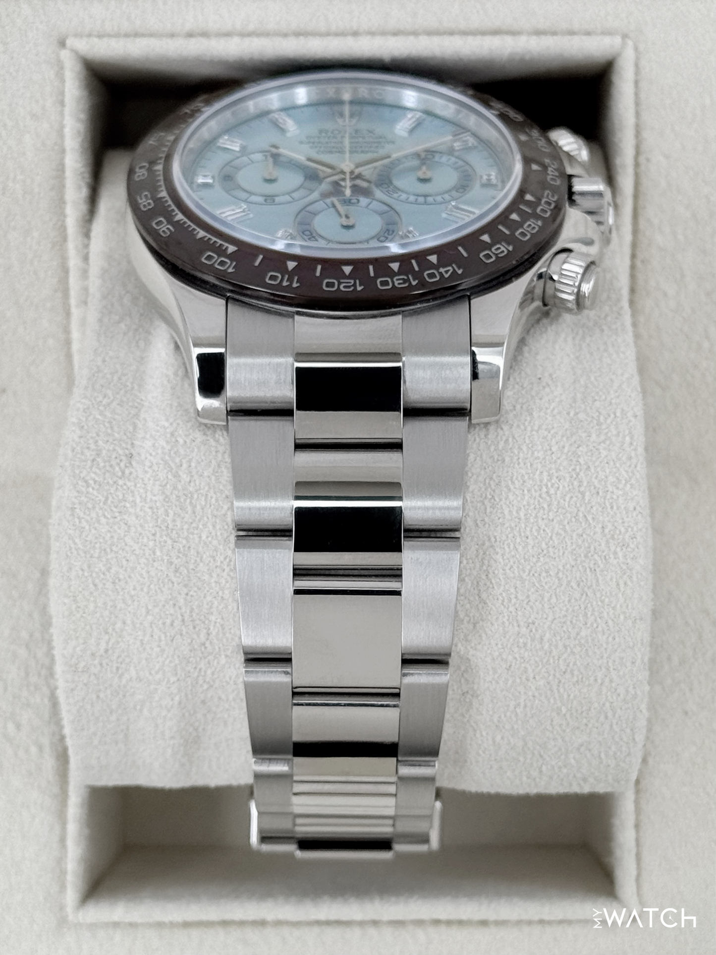 2017 Rolex Daytona 40mm 116506 Platinum Ice Blue Diamond Baguette Dial