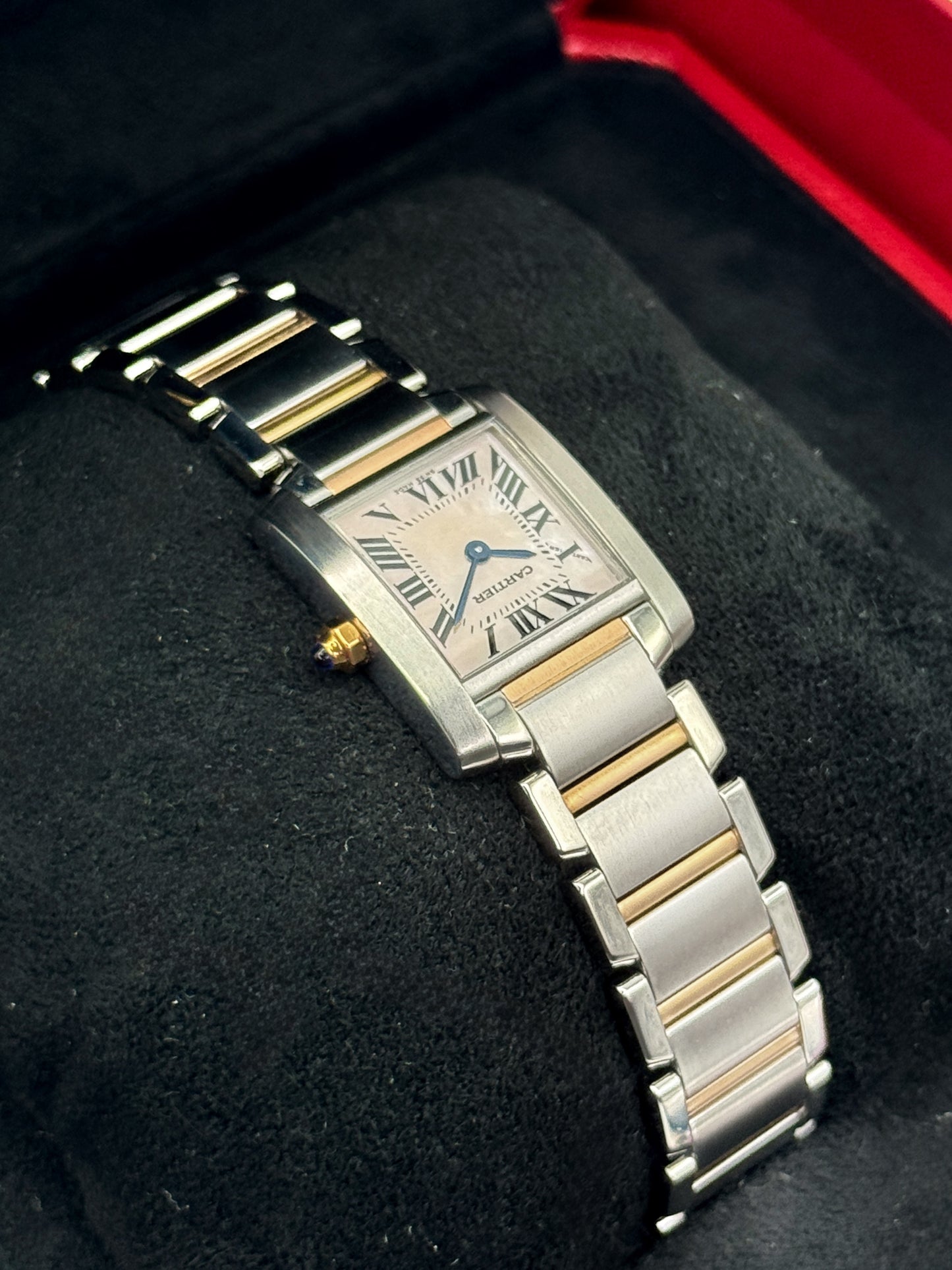 2010 Cartier Tank Francaise 20mm W51027Q4 Two-Tone Mother of Pearl Dial