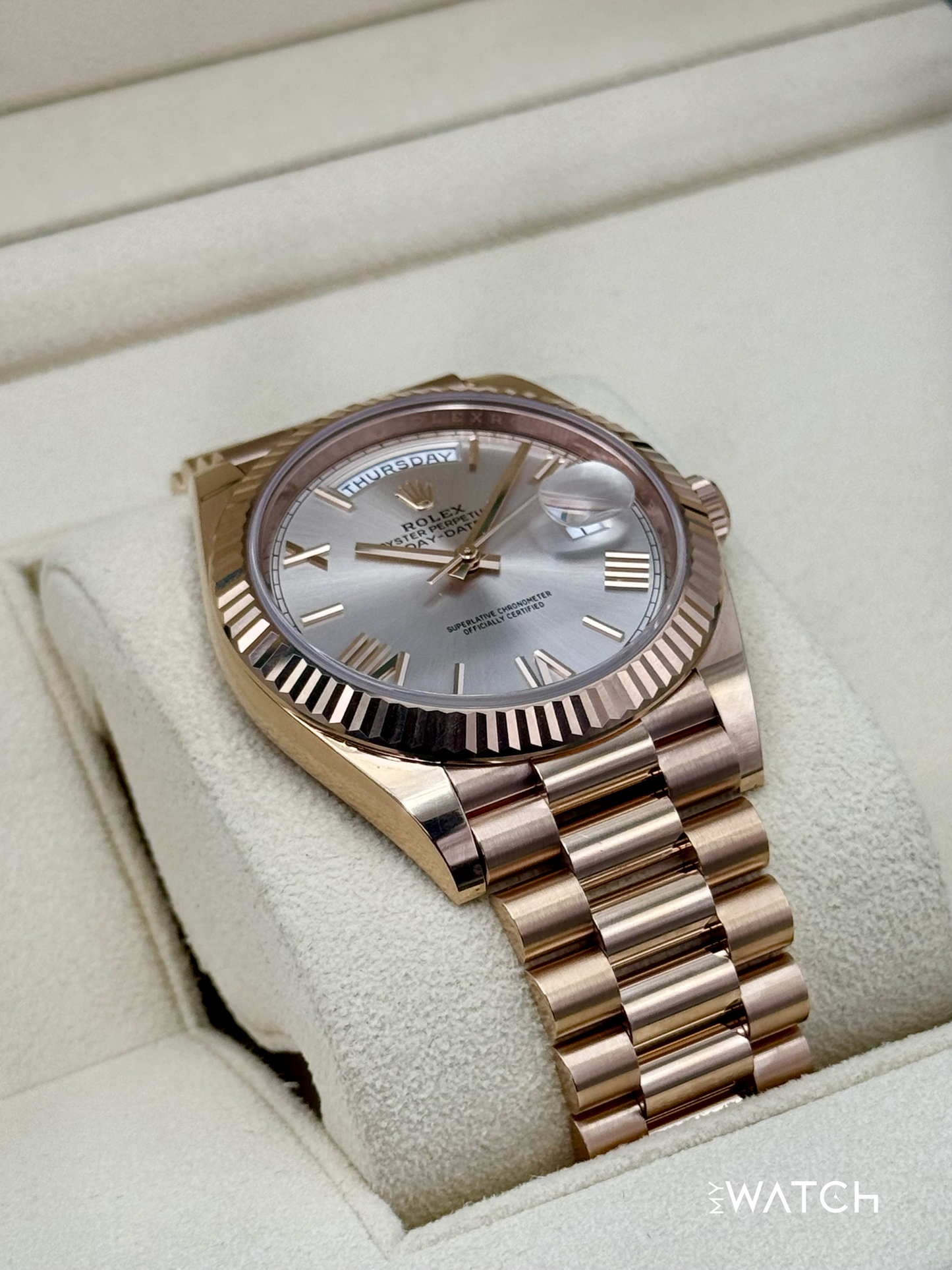 2023 Rolex Day-Date 40mm 228235 Presidential Rose Gold Sundust Dial
