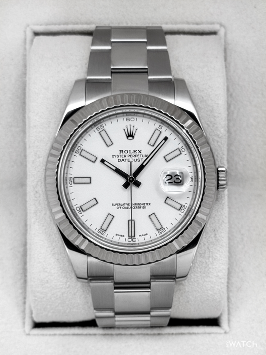 2016 Rolex Datejust II 41mm 116334 Stainless Steel Oyster White Dial - MyWatchLLC