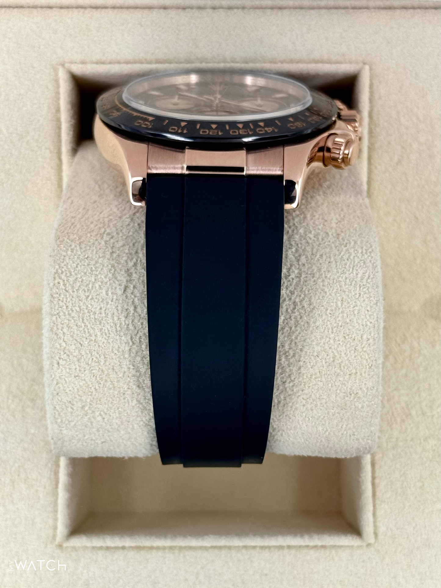 2024 CPO Rolex Daytona 40mm 116515LN Rose Gold Oysterflex Black Dial - MyWatchLLC