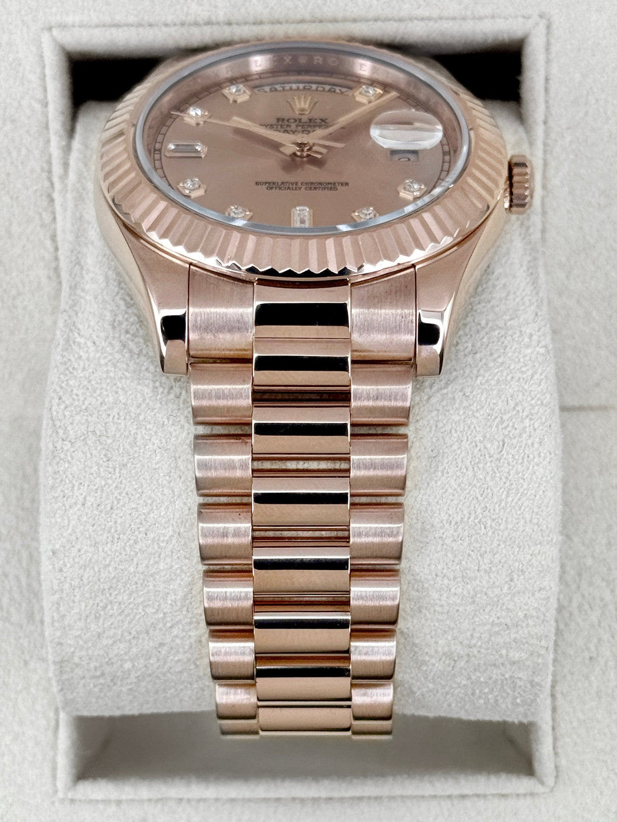 2015 Rolex Day-Date II 41mm 218238 Presidential Rose Gold Pink Diamond Dial
