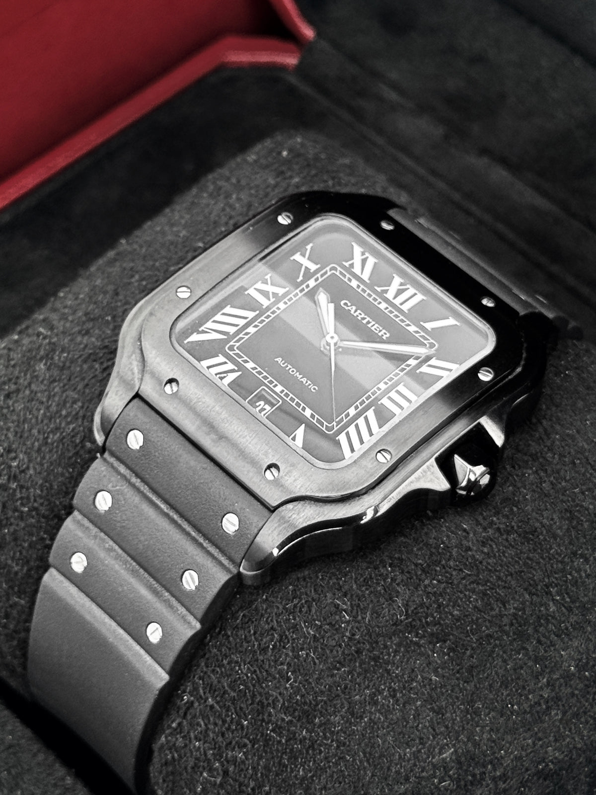 2024 Cartier Santos De Cartier 39.8mm WSSA0039 Black Steel Black Dial - Large - MyWatchLLC