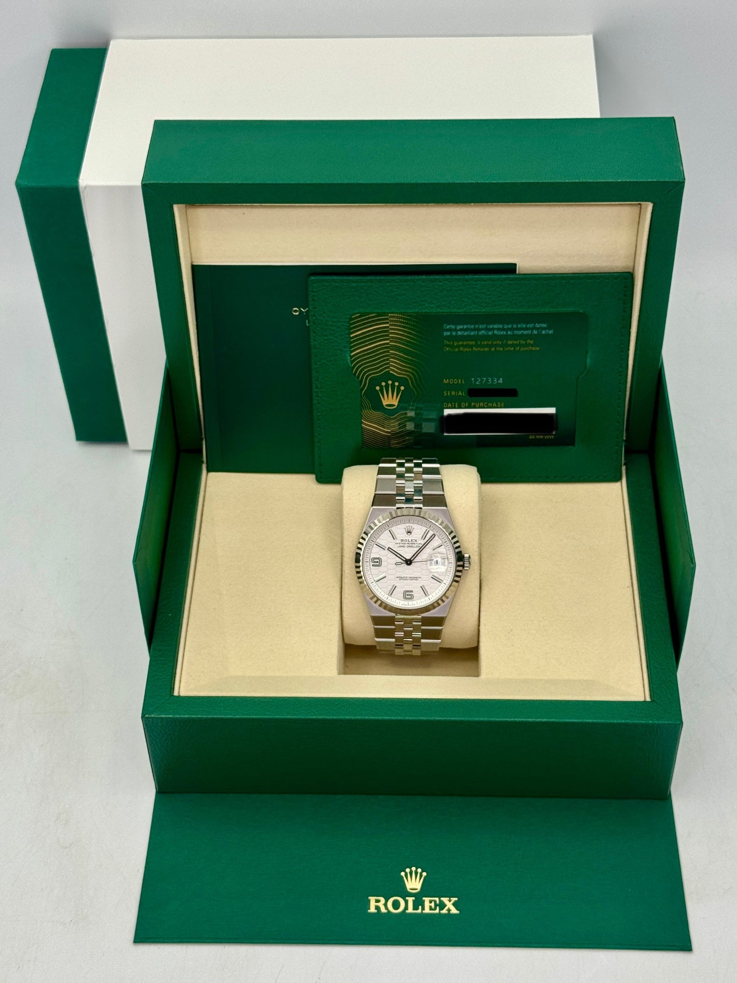 2026 Rolex Land-Dweller 40mm 127334 Stainless Steel Jubilee White Dial