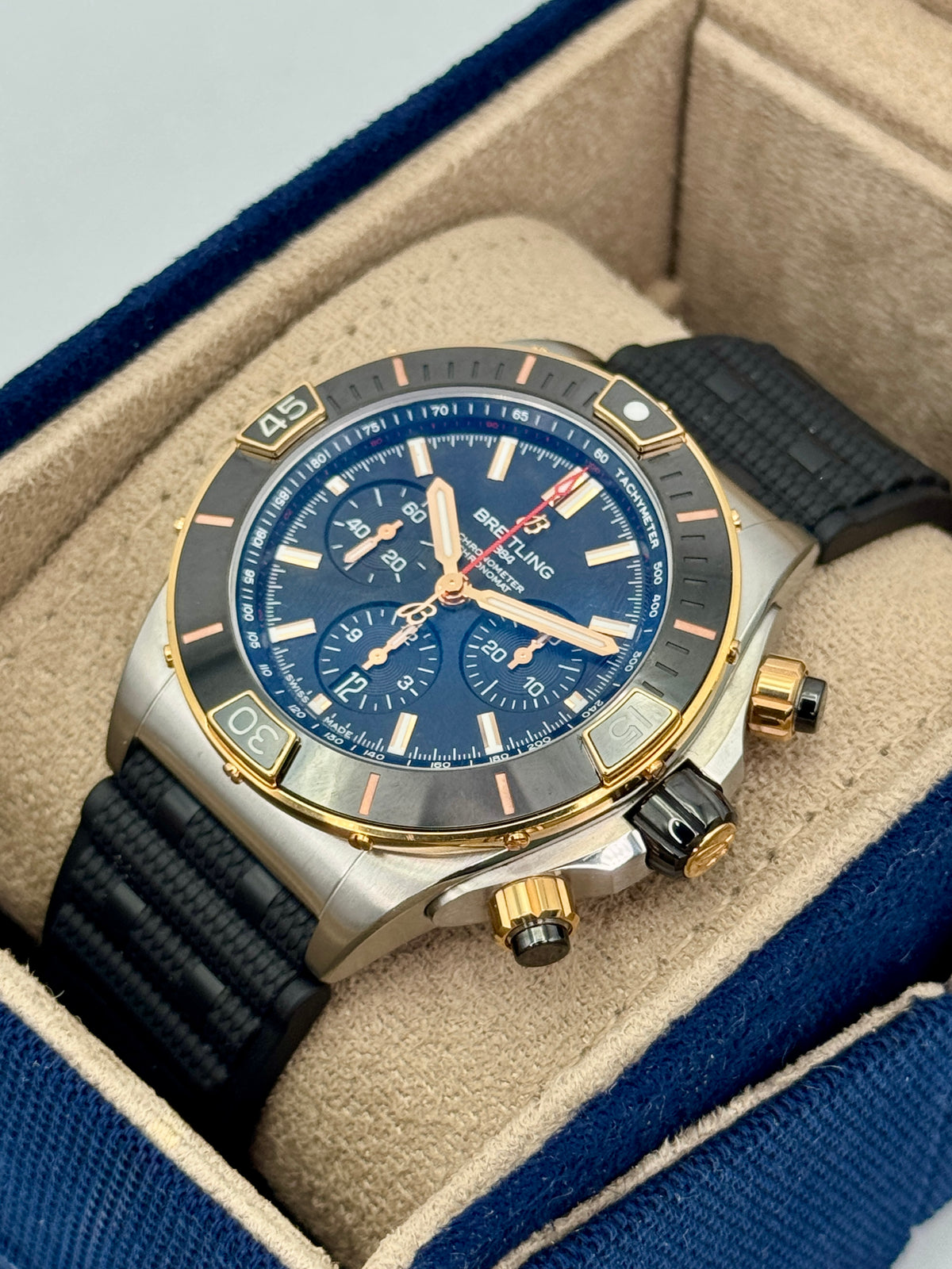 2023 Breitling Super Chronomat B01 44mm UB0136 Two-Tone Black Dial
