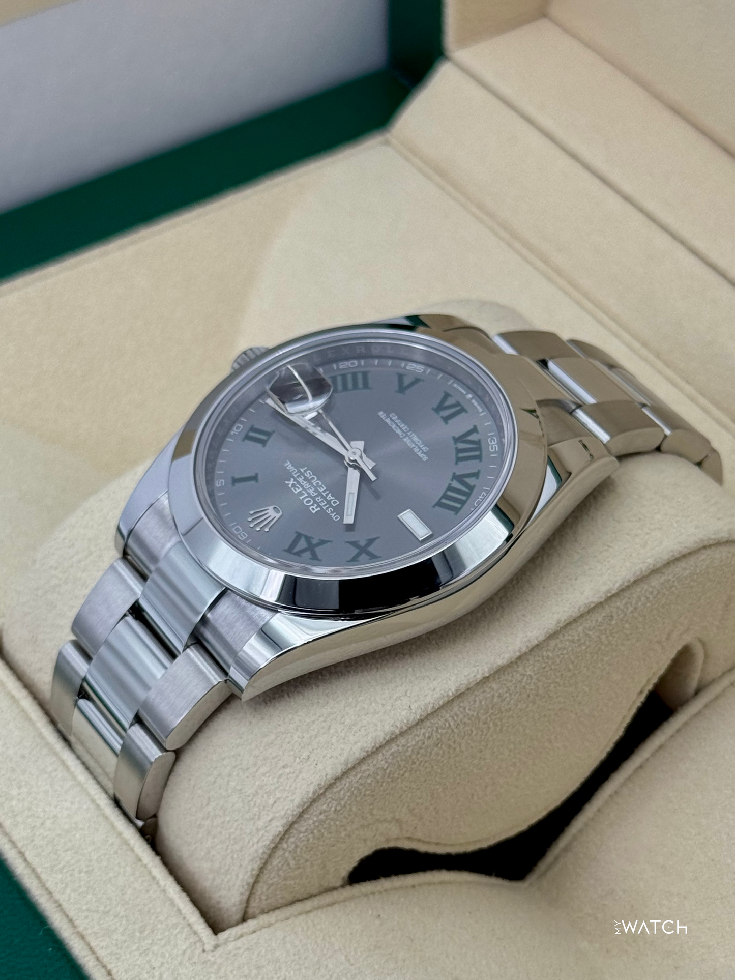 2021 Rolex Datejust 41mm 126300 Stainless Steel Oyster Wimbledon Dial