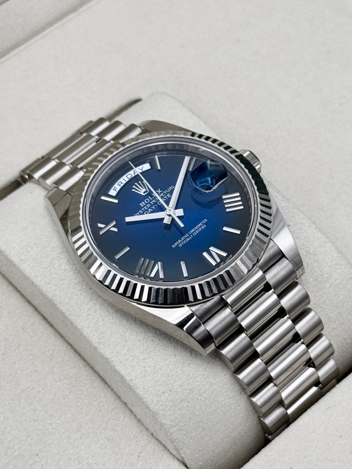 2026 Rolex Day-Date 40mm 228239 Presidential Blue Ombre Dial
