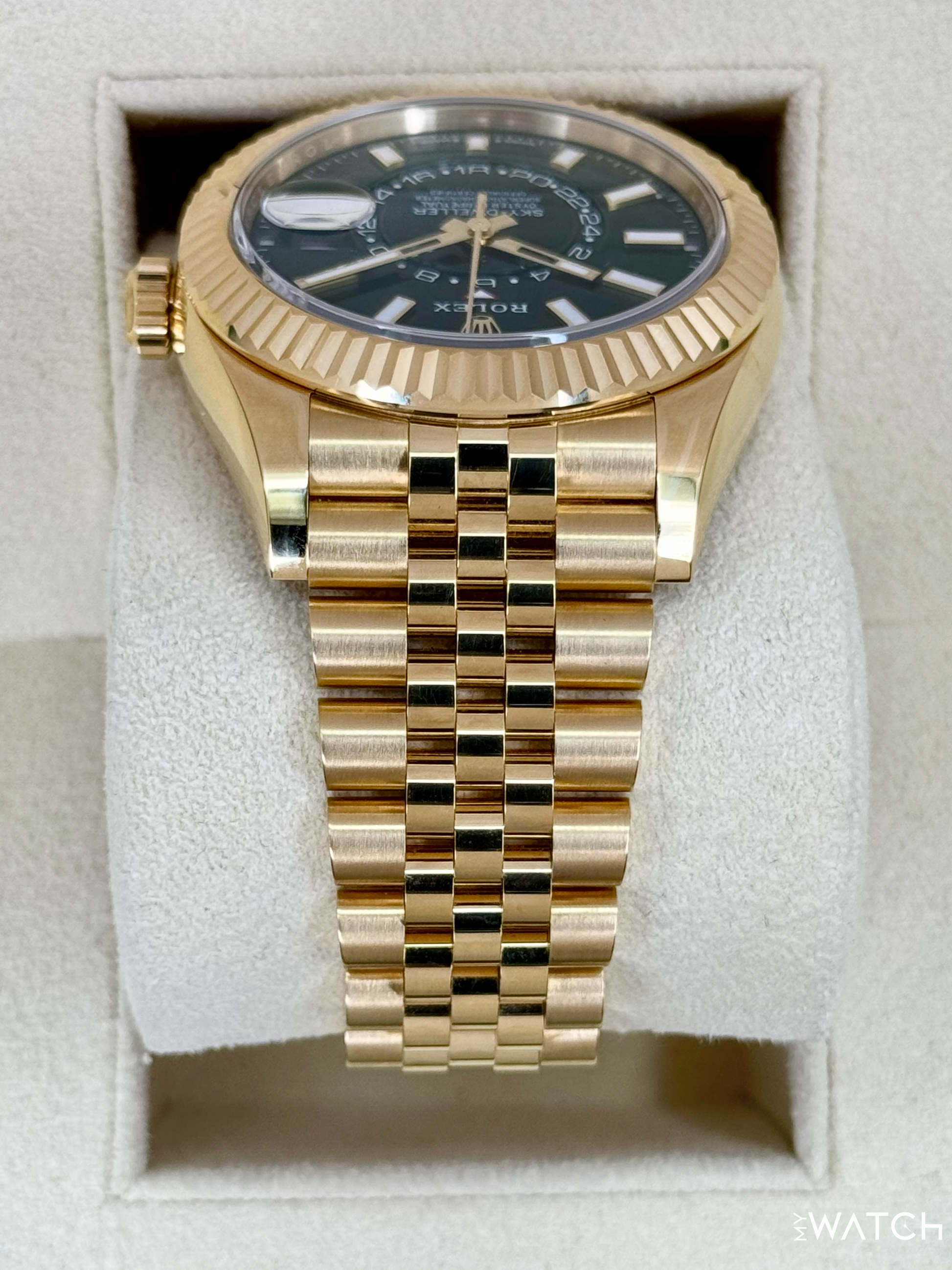 2025 Rolex Sky-Dweller 42mm 336938 Yellow Gold Jubilee Green Dial - MyWatchLLC