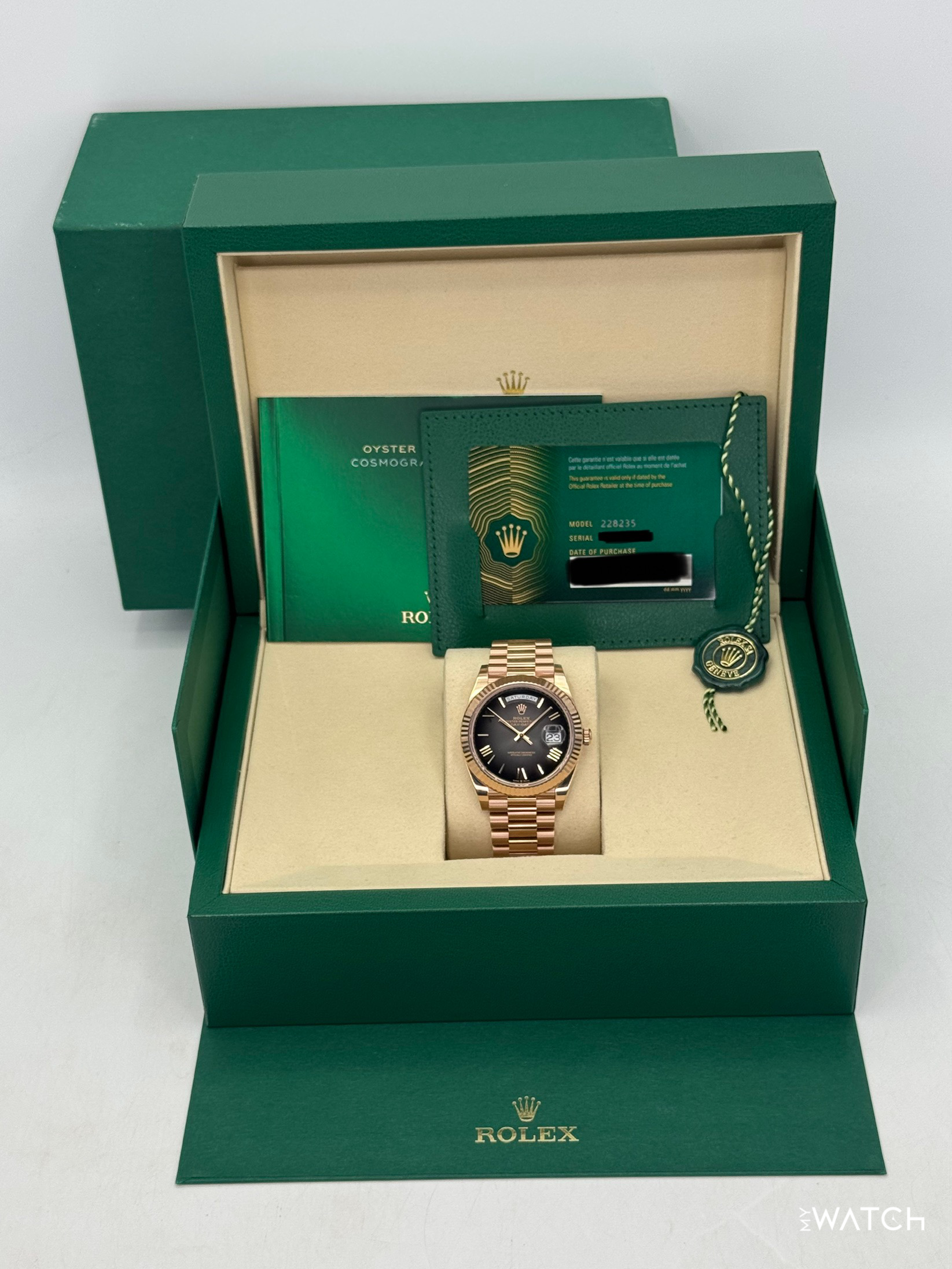 2025 Rolex Day-Date 40mm 228235 Presidential Slate Ombre Dial - MyWatchLLC