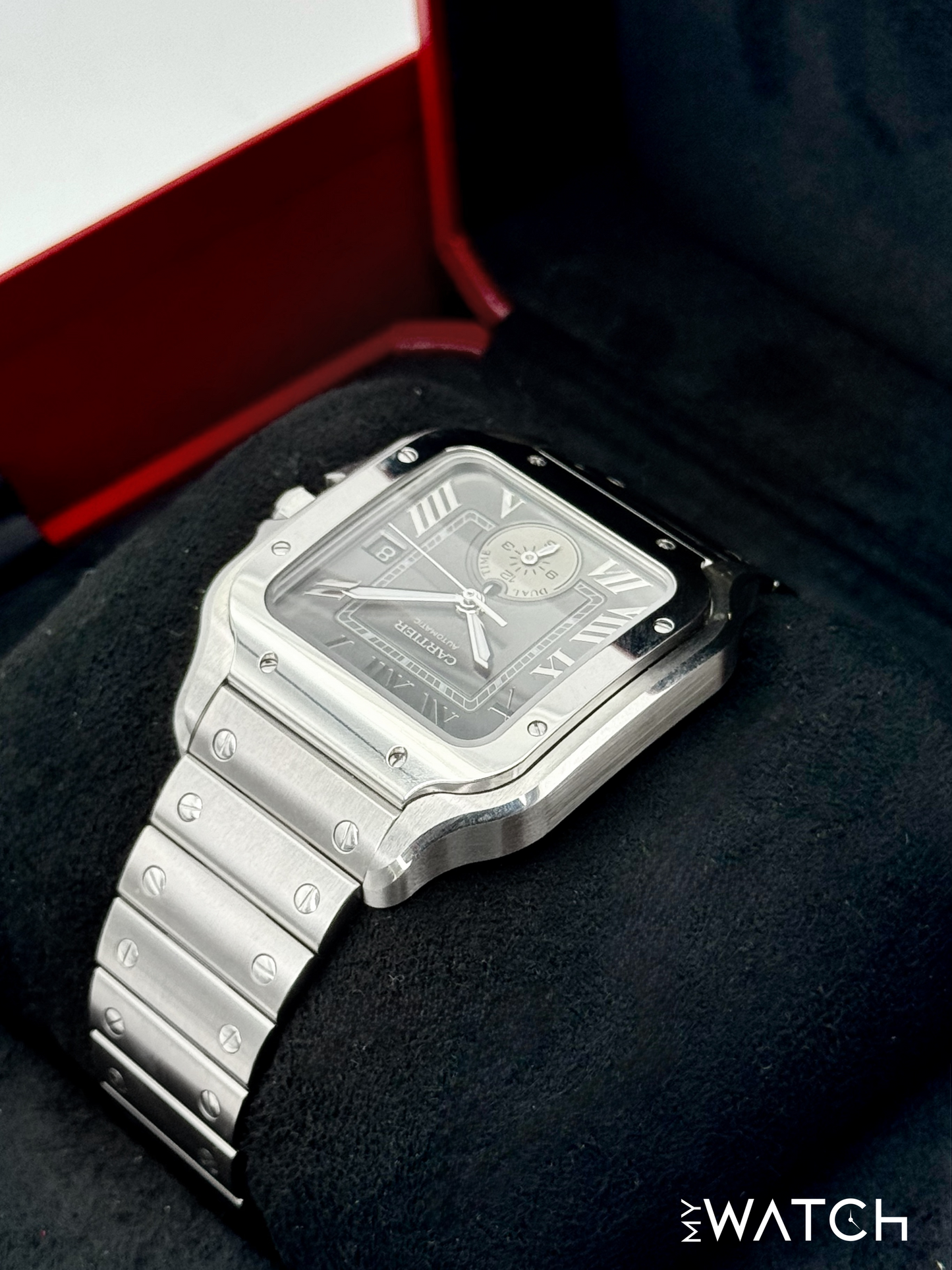 2024 Cartier Santos Dual Time 40.2mm WSSA0076 Stainless Steel Gray Dial