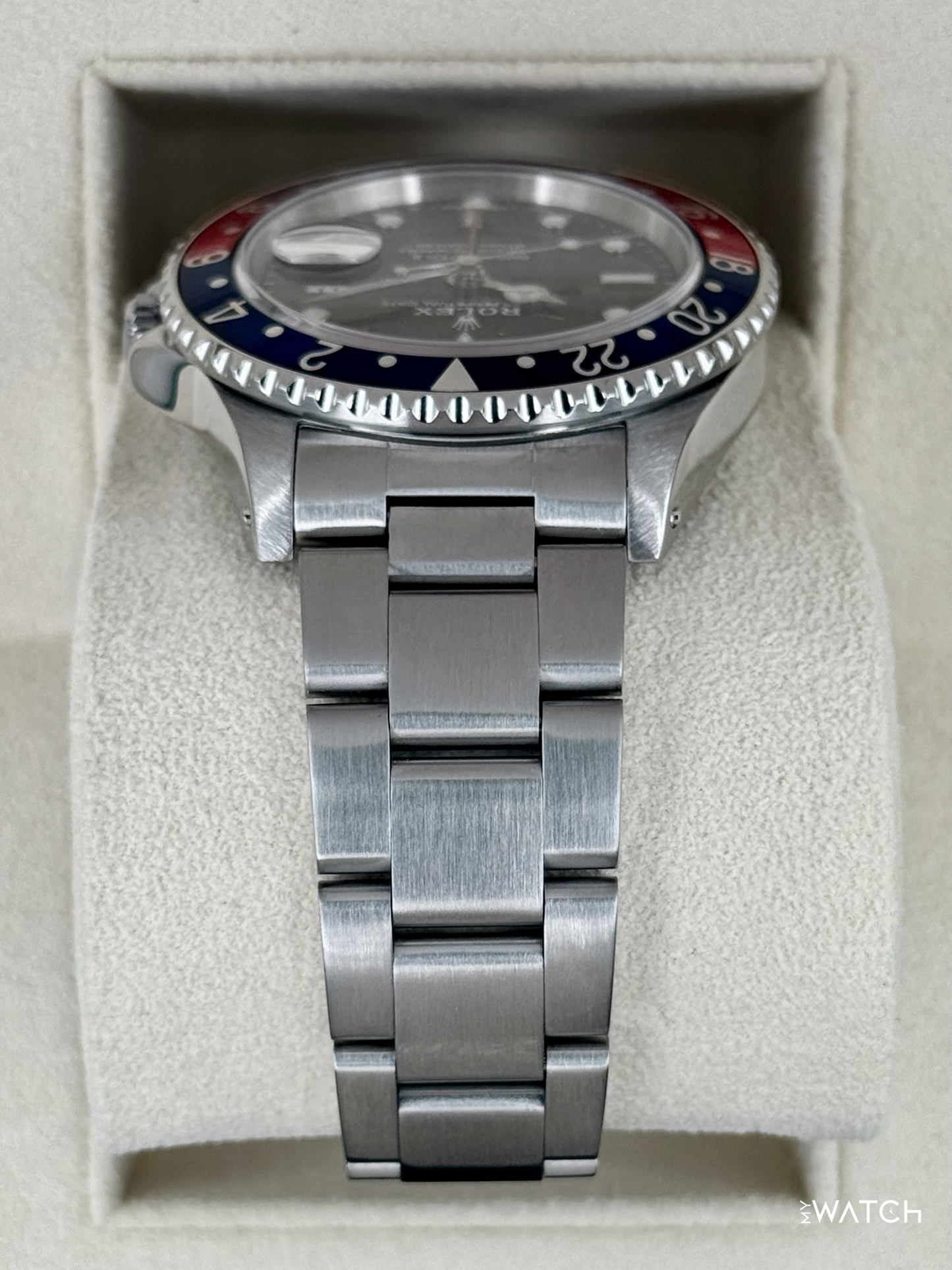 1997 Rolex GMT-Master II "Pepsi" 40mm 16710 Stainless Steel Oyster Black Dial - MyWatchLLC