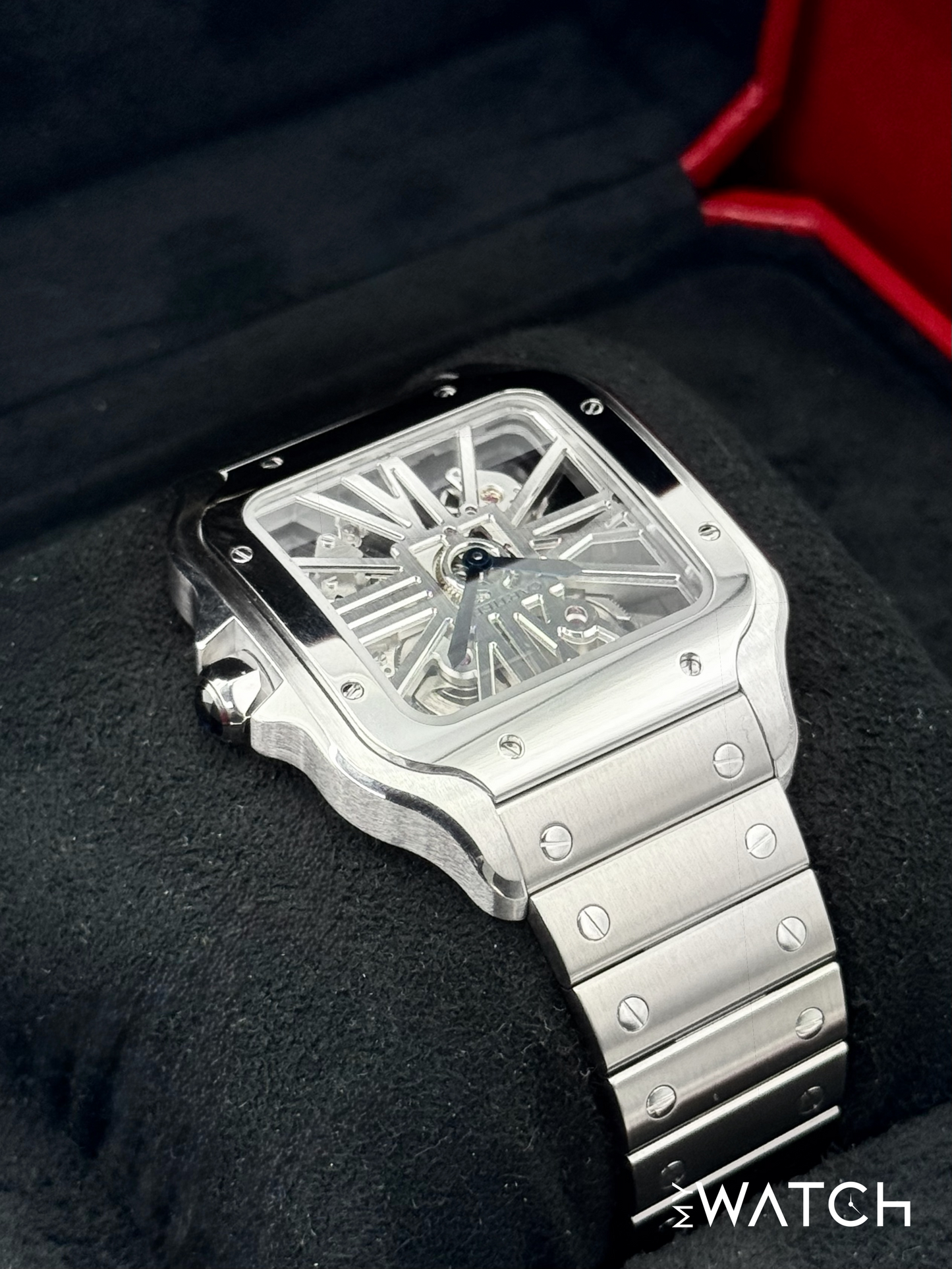 2021 Cartier Santos De Cartier 39.8mm WHSA0015 Stainless Steel Skeleton Dial