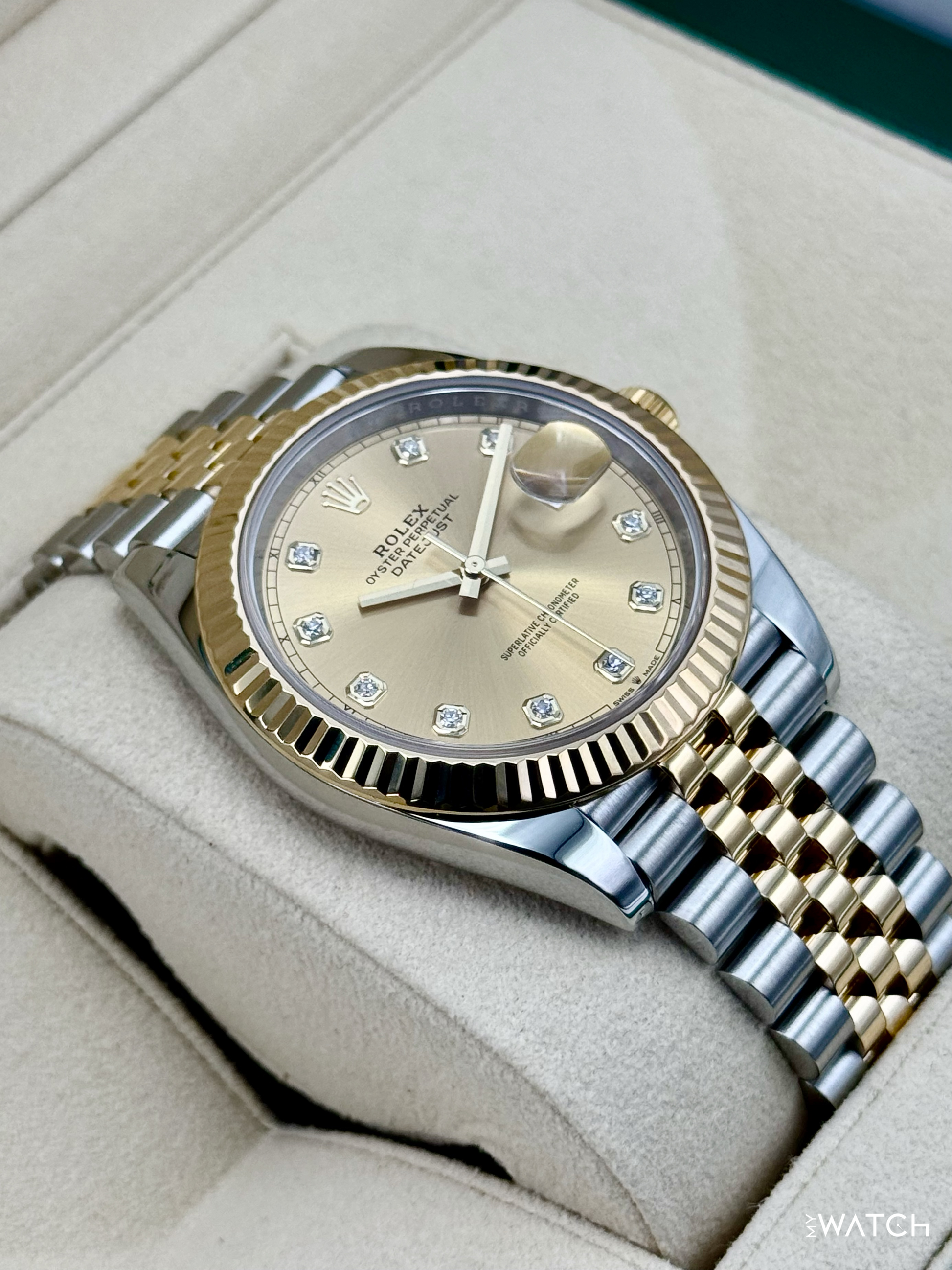 2022 Rolex Datejust 41mm 126333 Two-Tone Jubilee Champagne Diamond Dial - MyWatchLLC