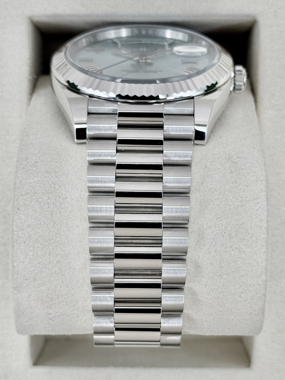 NEW 2026 Rolex Day-Date Platinum 40mm 228236 Ice Blue Roman Dial (NEW STYLE CARD)