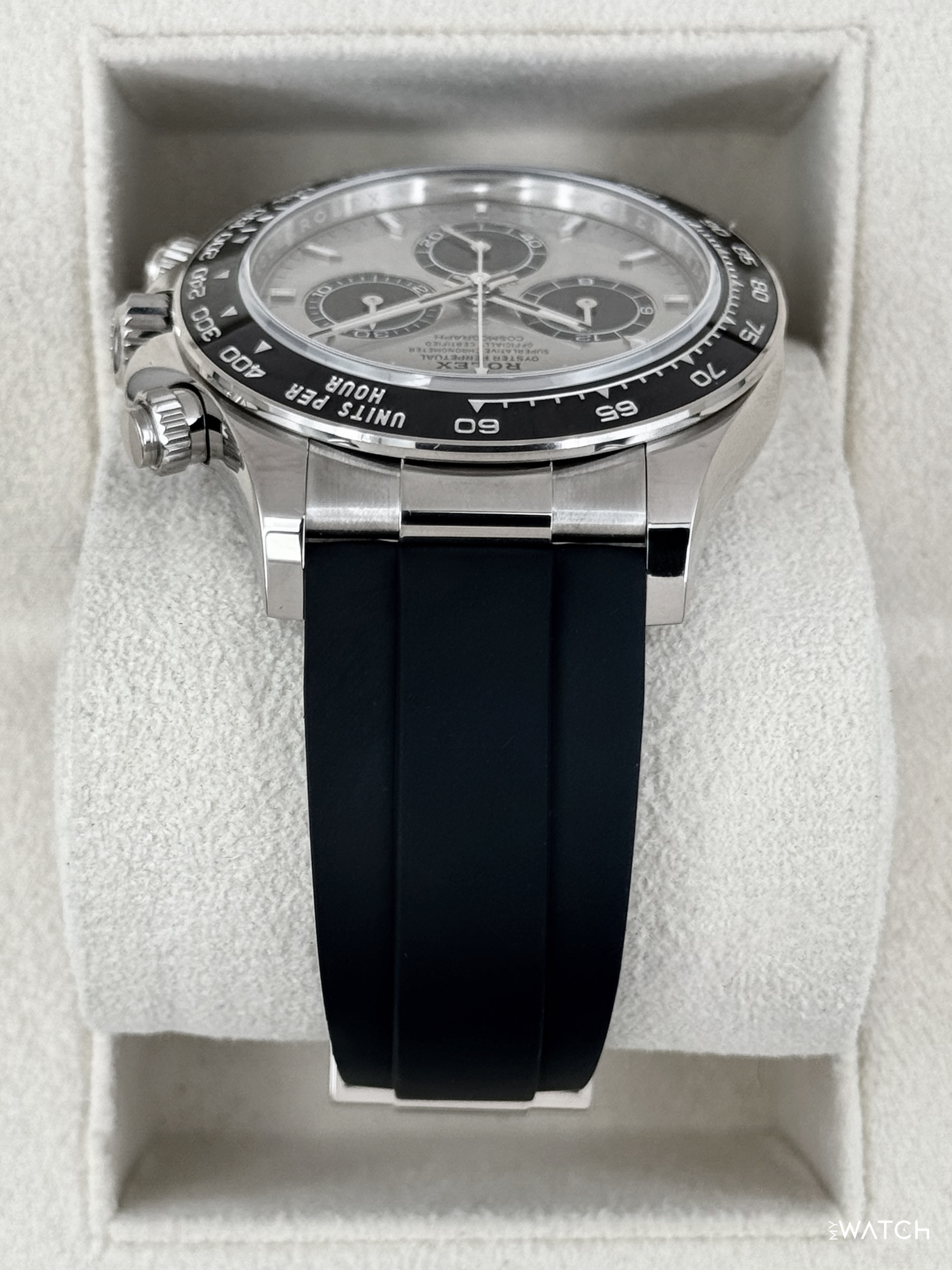 2024 Rolex Daytona 40mm 126519LN White Gold Oysterflex Silver Ghost Dial - MyWatchLLC