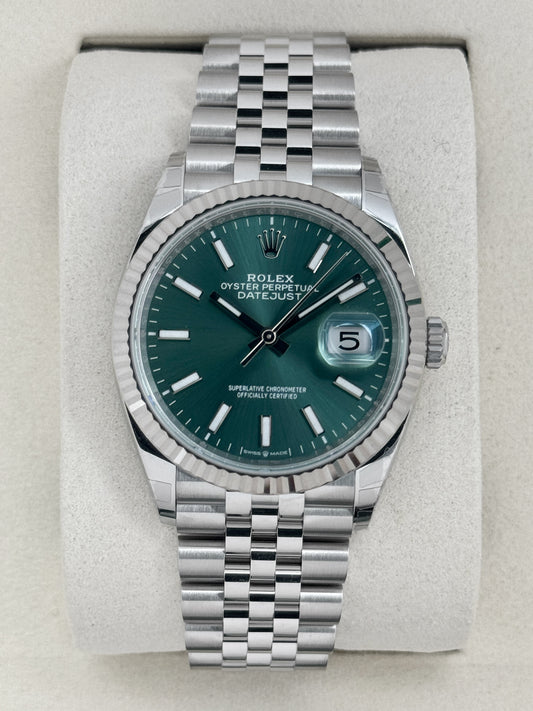 NEW 2026 Rolex Datejust 36mm 126234 Stainless Steel Jubilee Mint Green Dial