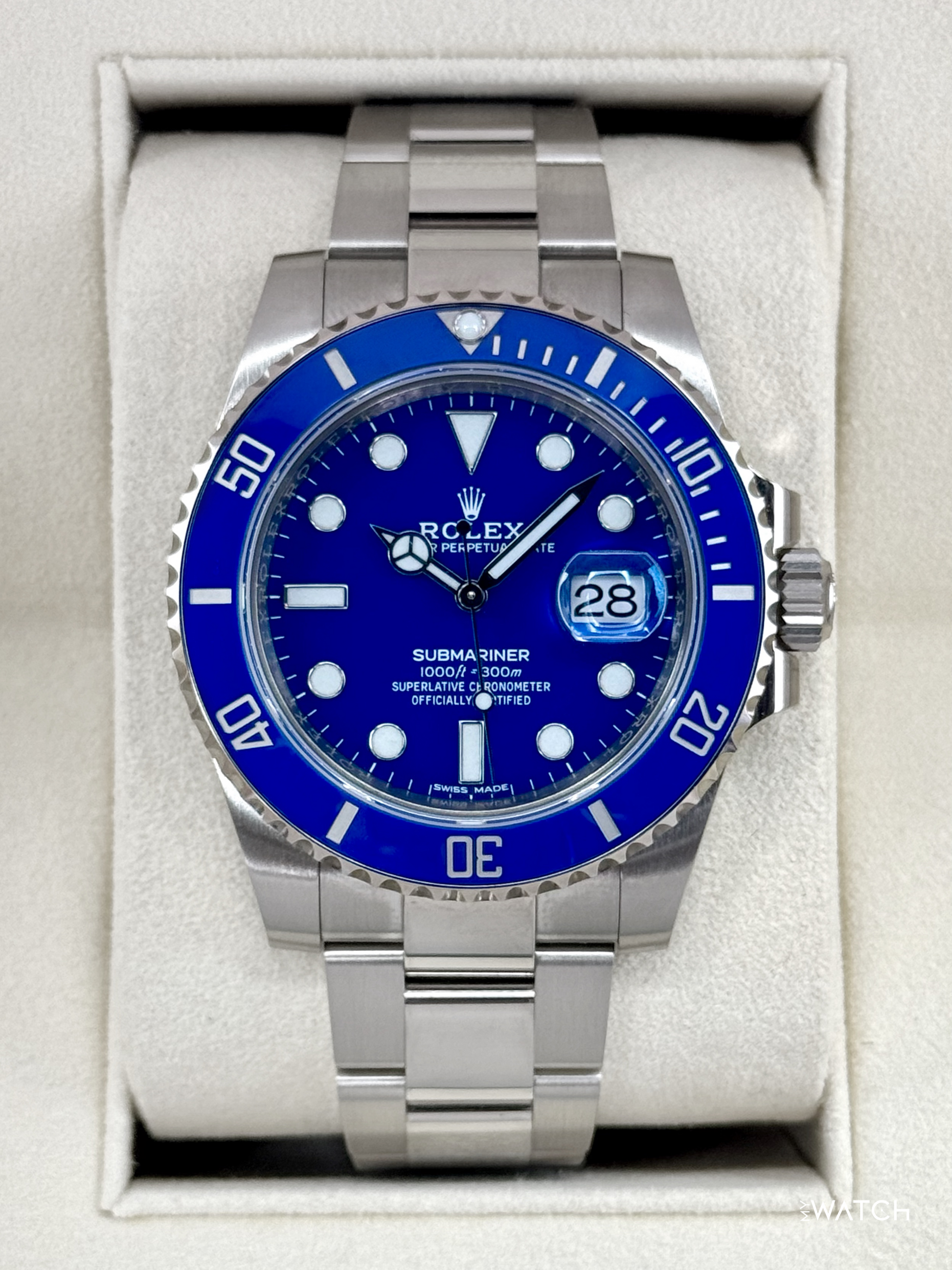 2020 Rolex Submariner "Smurf" 40mm 116619LB White Gold Blue Dial (NFC Card) - MyWatchLLC