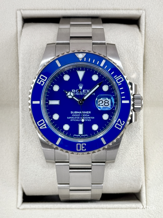 2020 Rolex Submariner "Smurf" 40mm 116619LB White Gold Blue Dial (NFC Card) - MyWatchLLC