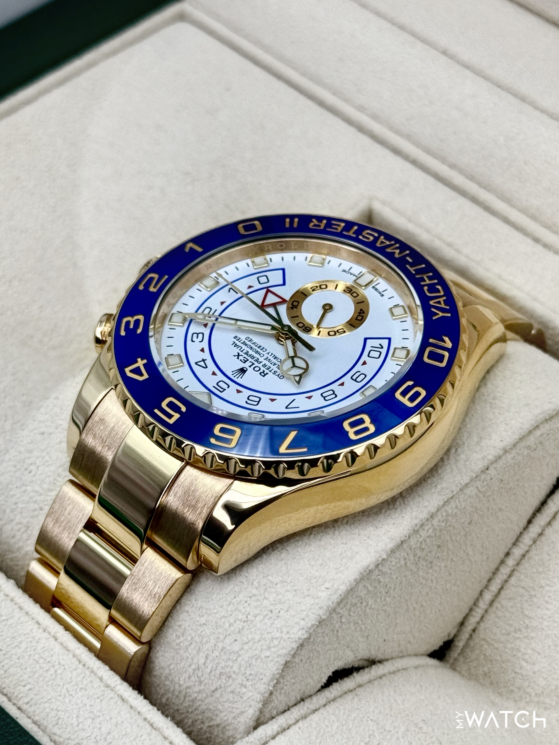 2023 Rolex Yacht-Master II 44mm 116688 18K Yellow Gold White Dial - MyWatchLLC