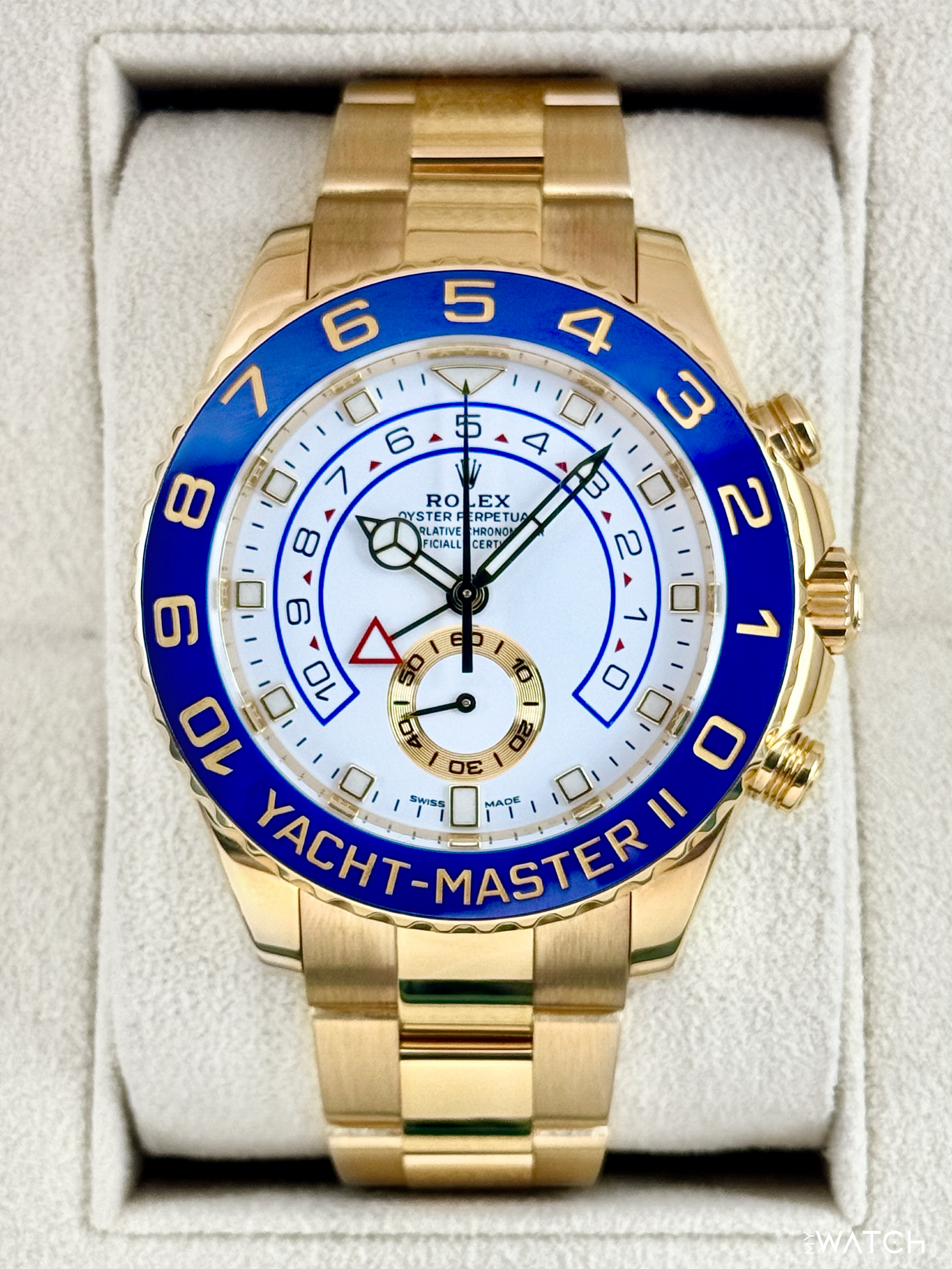 2023 Rolex Yacht-Master II 44mm 116688 18K Yellow Gold White Dial - MyWatchLLC