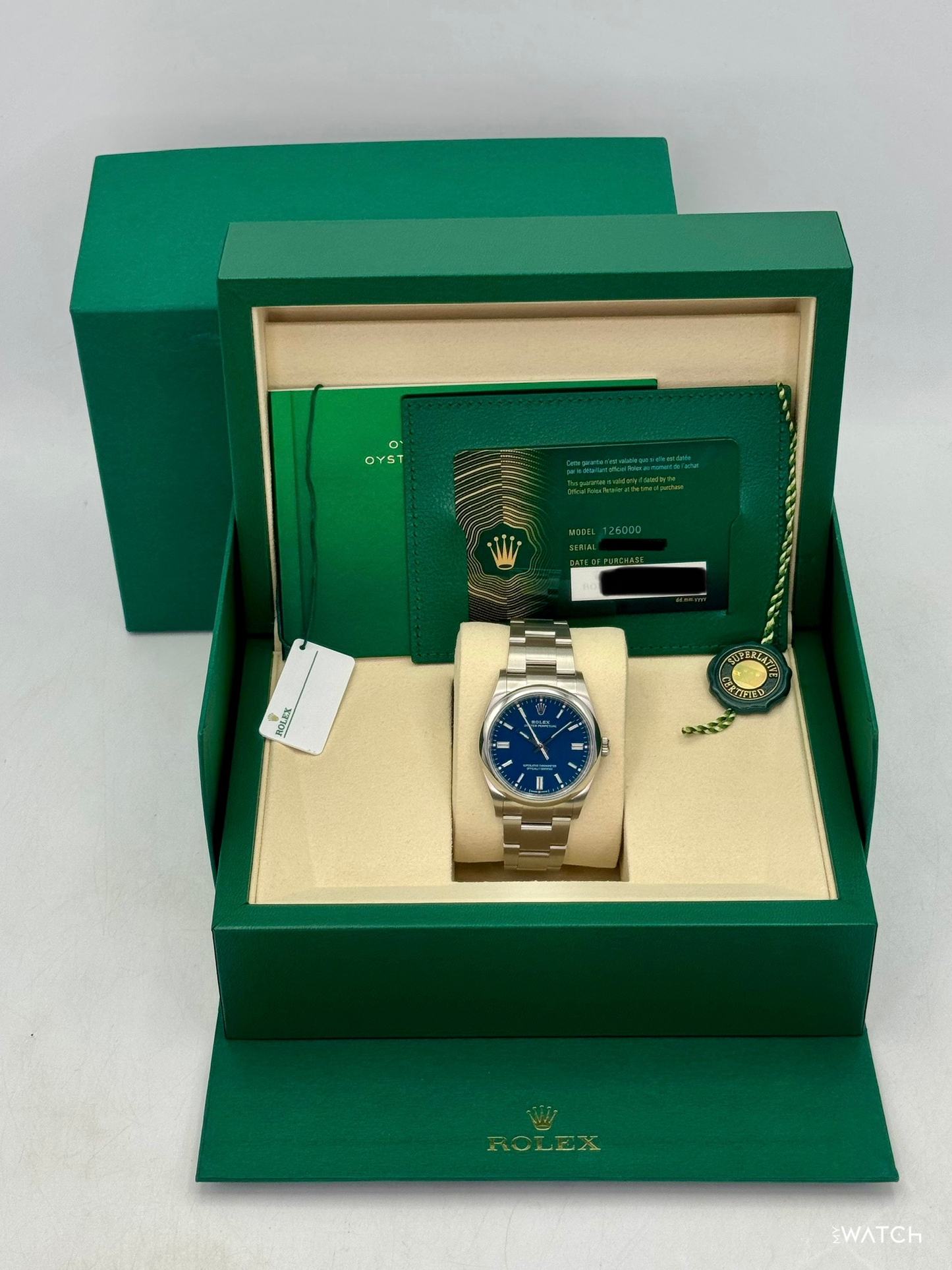 NEW 2026 Rolex Oyster Perpetual 36mm 126000 Med Blue Dial (STICKERED)