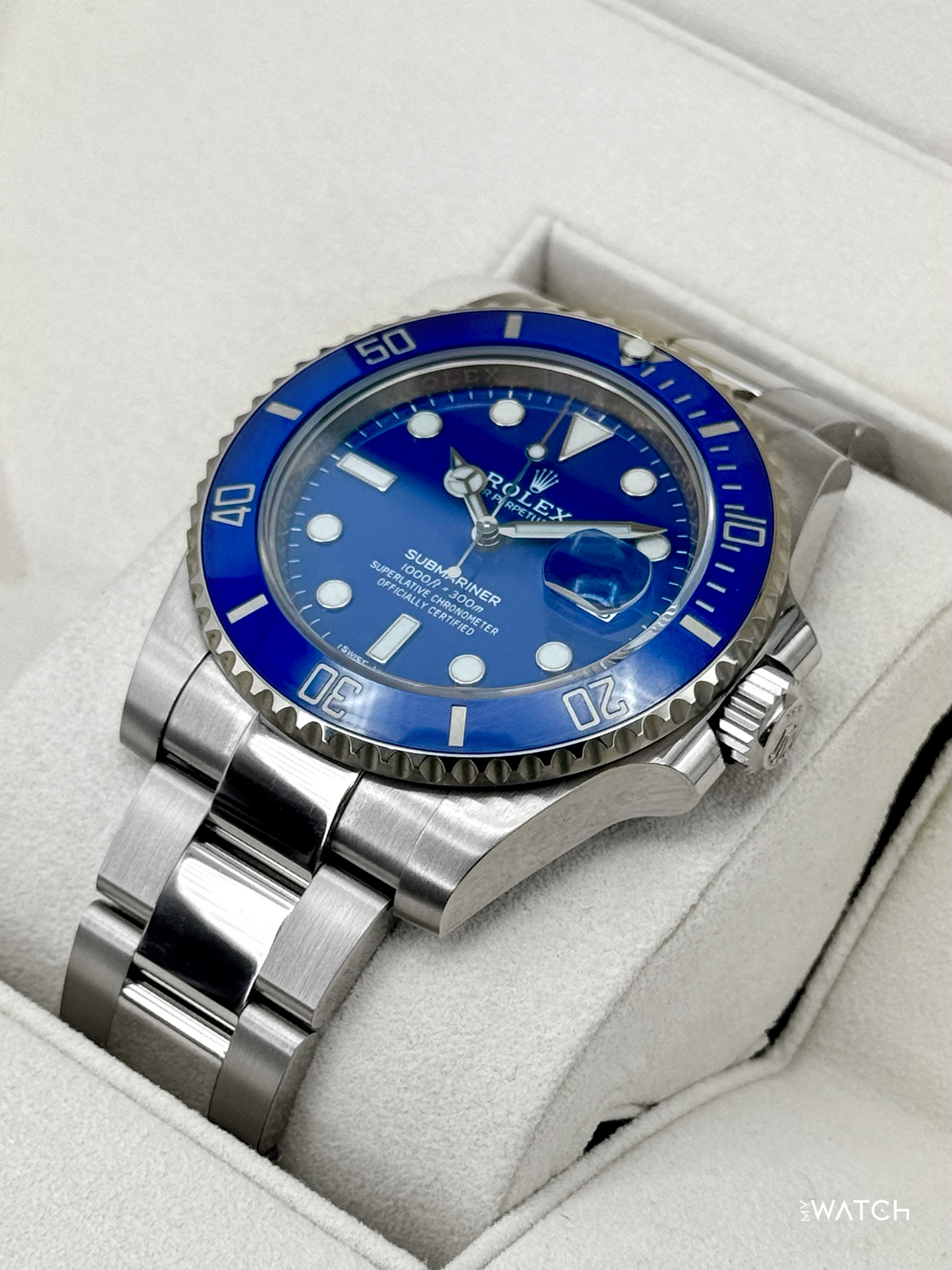 2020 Rolex Submariner "Smurf" 40mm 116619LB White Gold Blue Dial (NFC Card) - MyWatchLLC