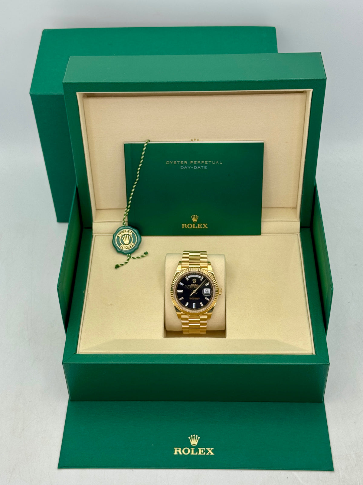 Rolex Day-Date 40mm 228238 Yellow Gold Black Diamond Dial
