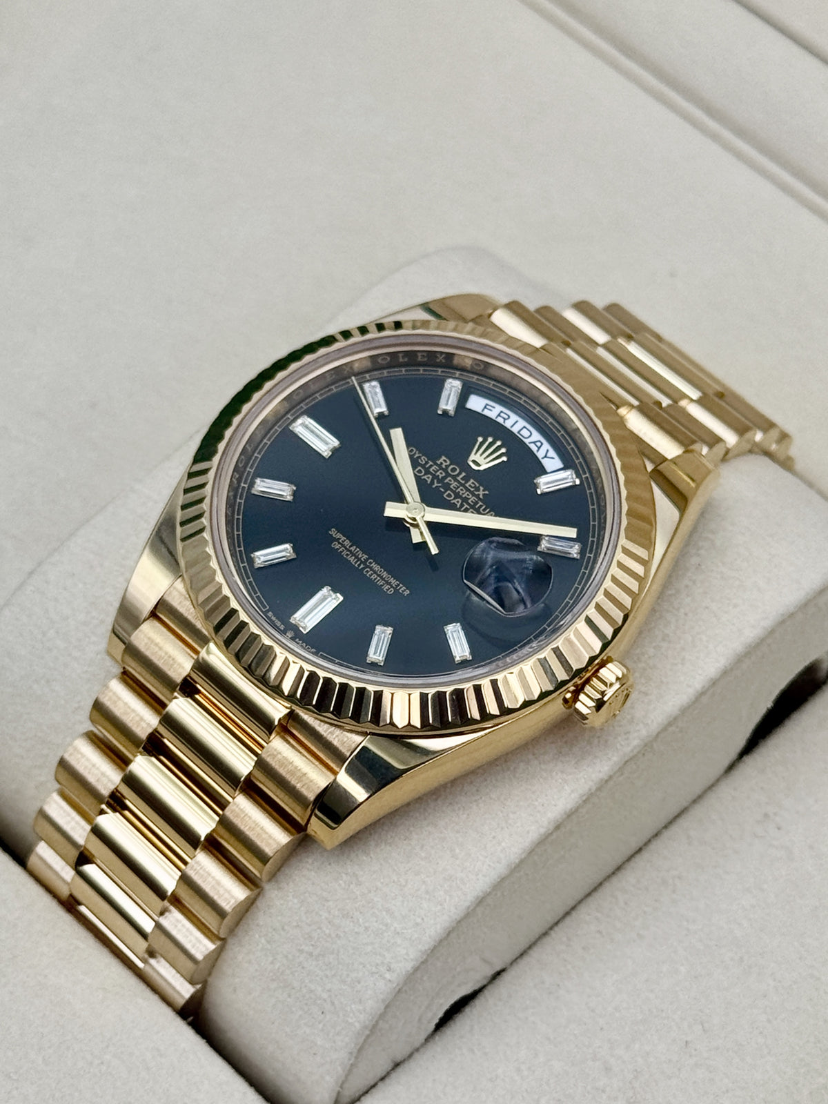 Rolex Day-Date 40mm 228238 Yellow Gold Black Diamond Dial