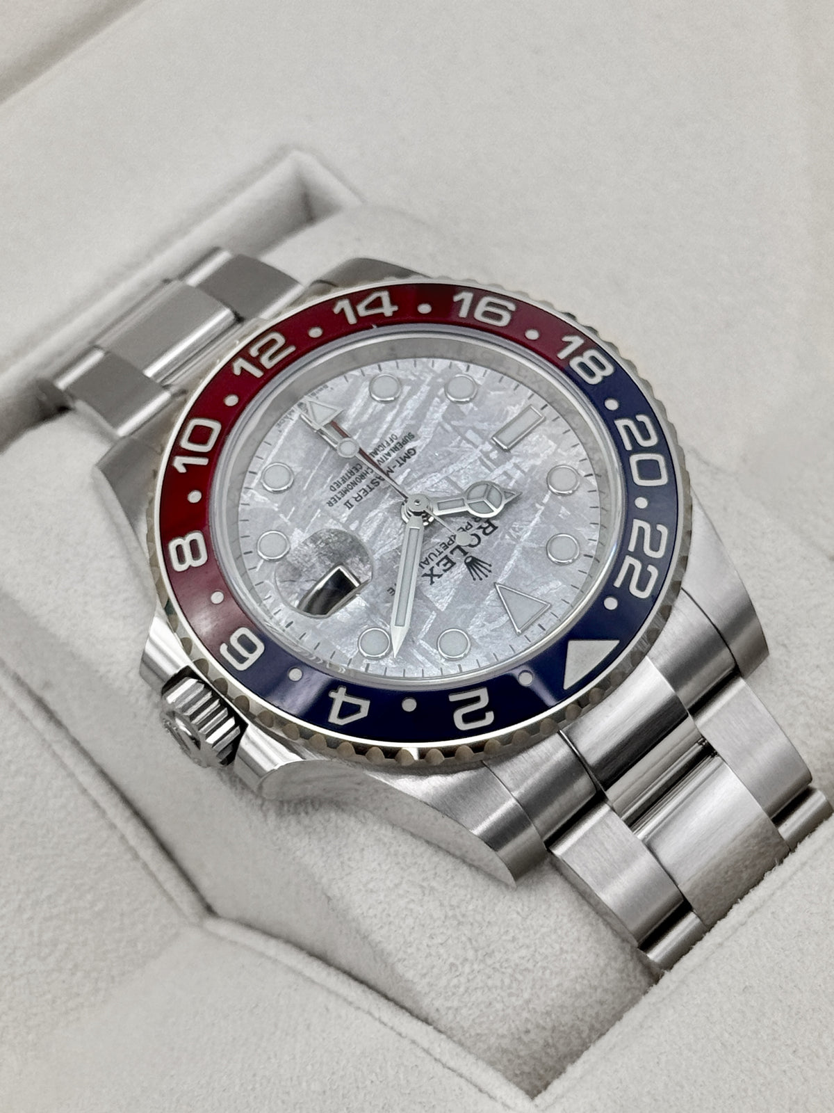 2023 Rolex GMT-Master II Pepsi 40mm 126719BLRO White Gold Oyster Meteorite Dial