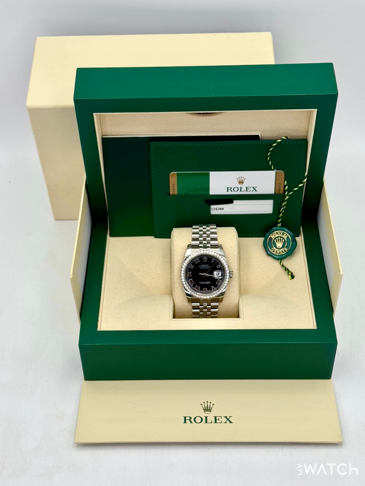 2017 Rolex Datejust 36mm 116244 Stainless Steel Jubilee Black Dial