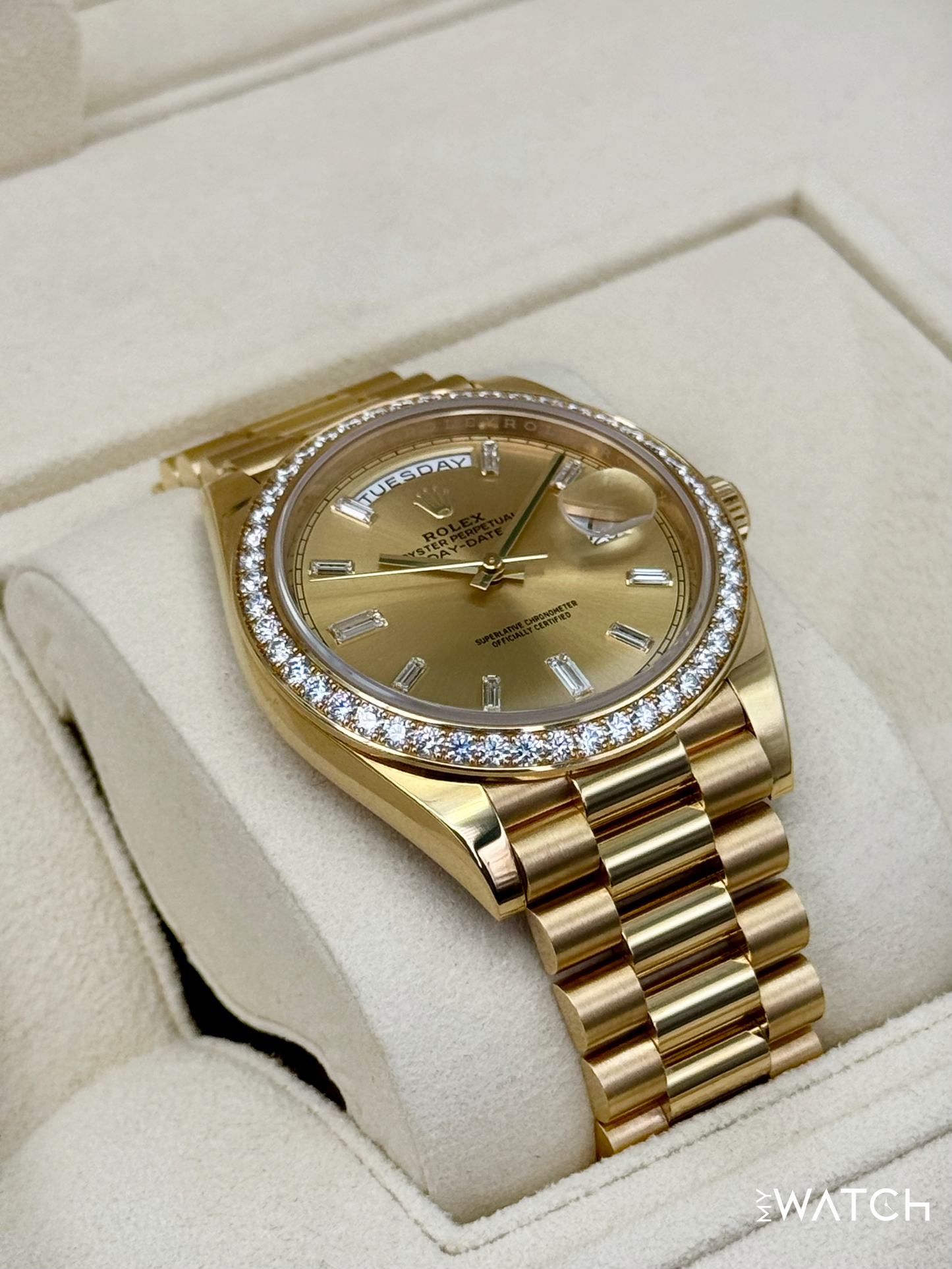 2020 Rolex Day-Date 40mm 228348RBR Presidential Champagne Baguette Dial