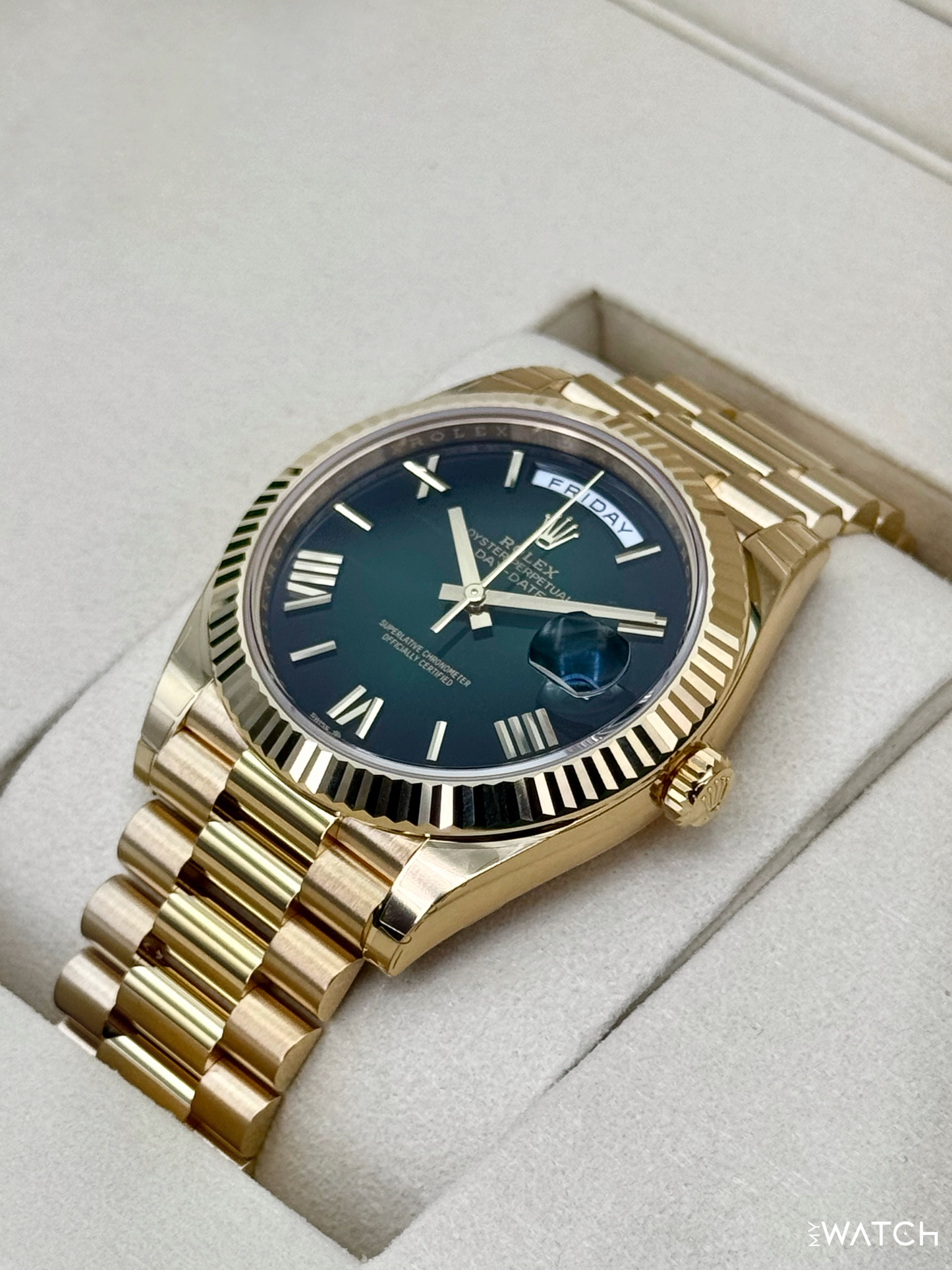 NEW 2026 Rolex Day-Date 40mm 228238 Presidential Green Ombre Dial (STICKERED) - MyWatchLLC