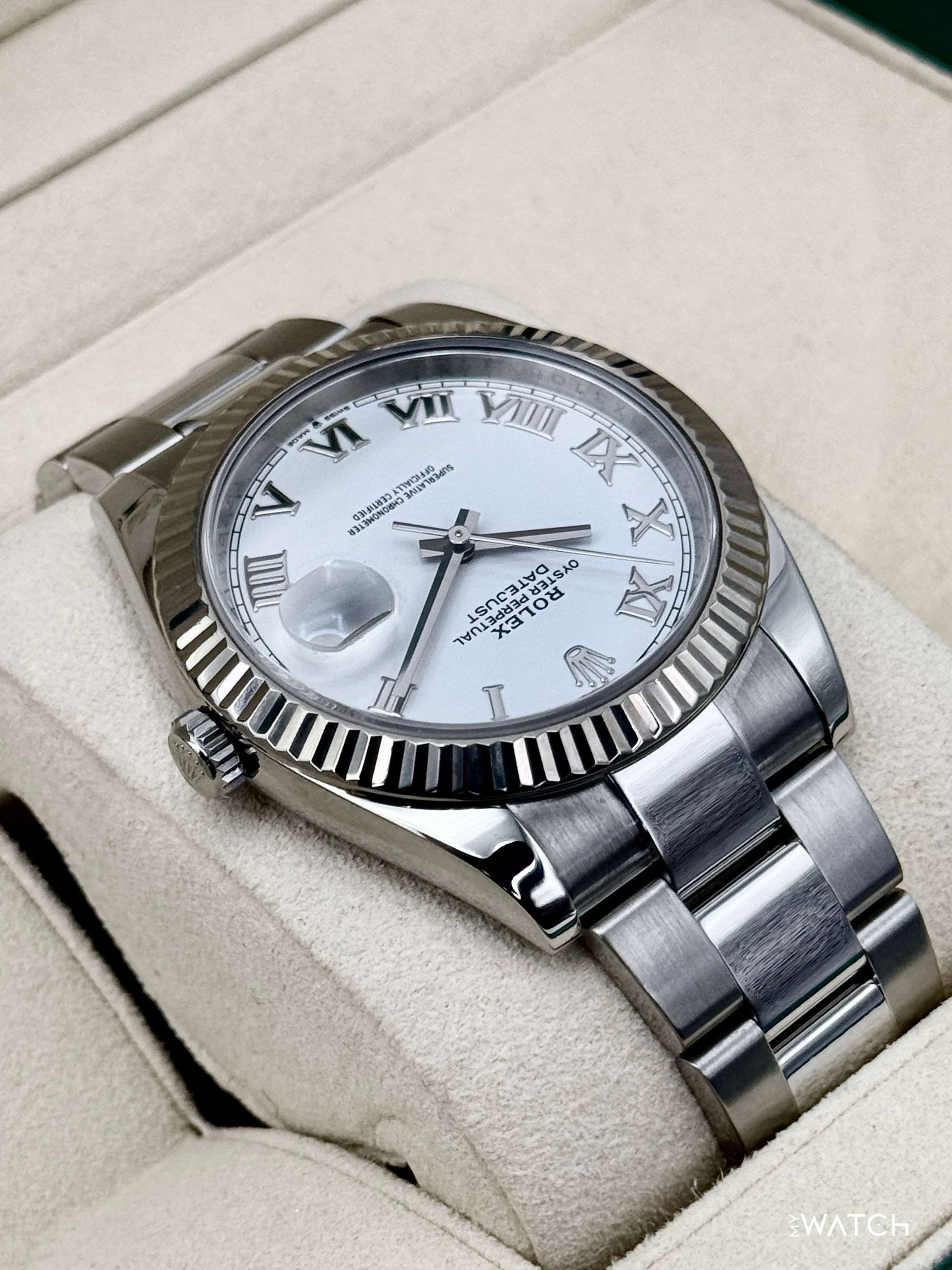 2019 Rolex Datejust 41mm 126334 Stainless Steel Oyster White Roman Numeral Dial - MyWatchLLC