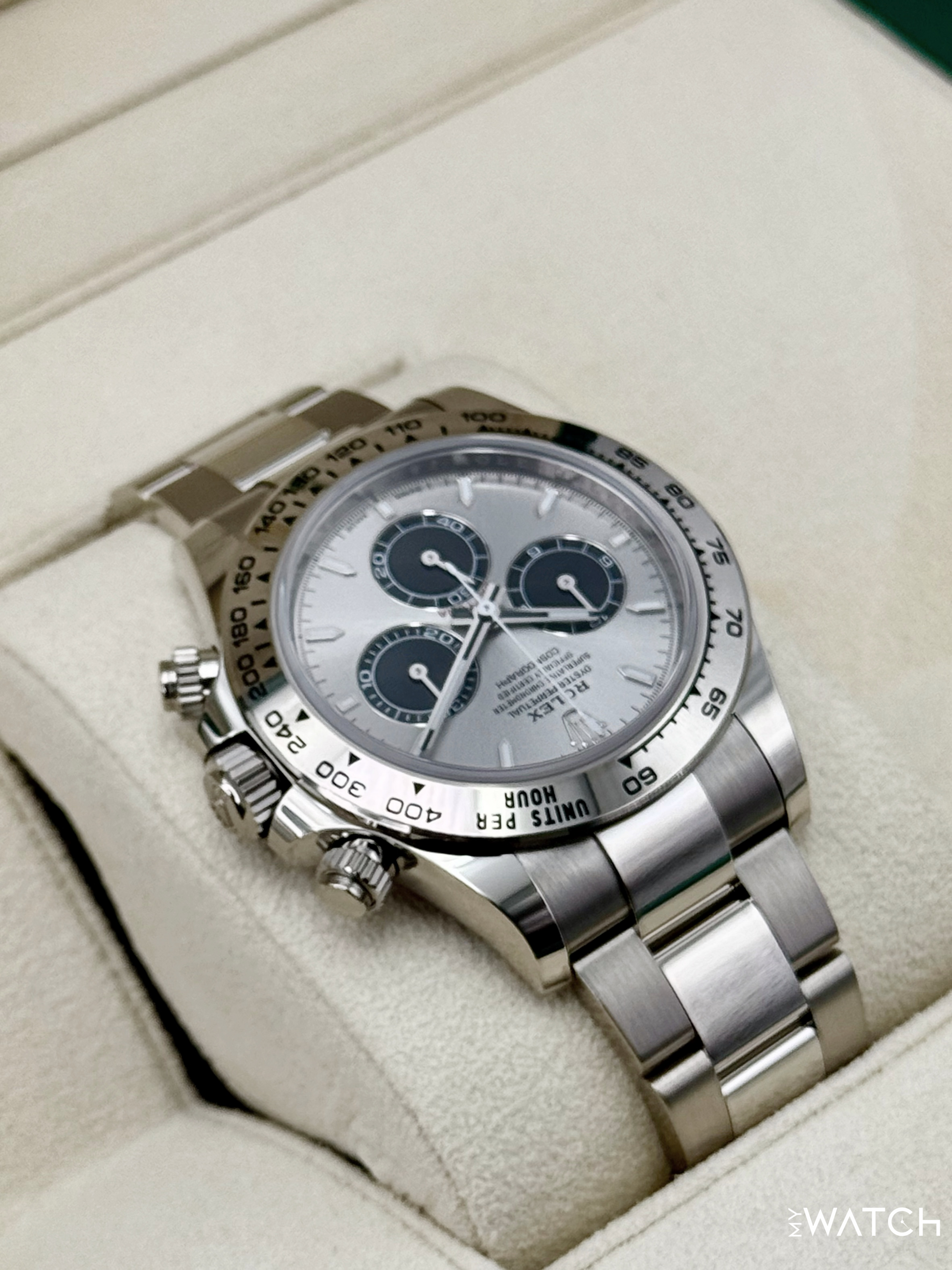 2025 Rolex Daytona 40mm 126509 White Gold Silver Ghost Dial - MyWatchLLC