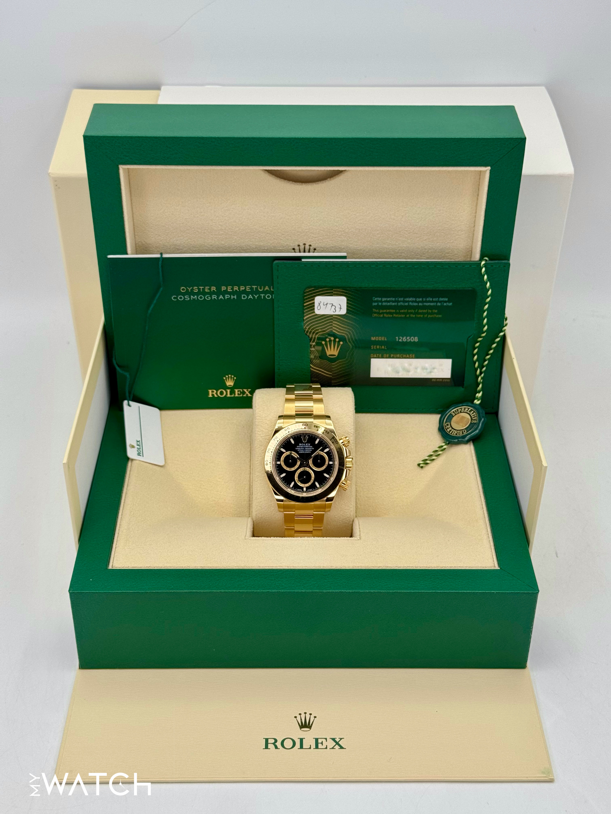 NEW 2025 Rolex Daytona 40mm 126508 18K Yellow Gold Black Dial - MyWatchLLC