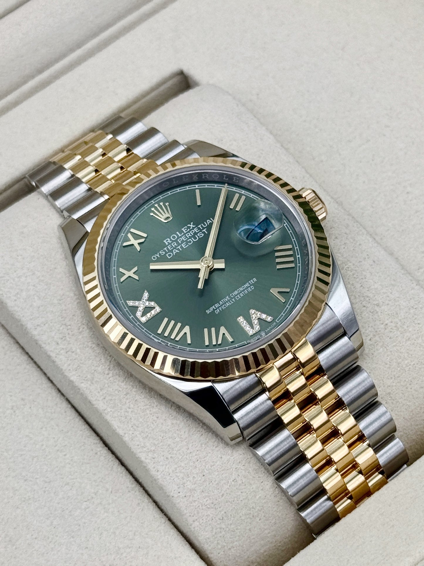 NEW 2026 Rolex Datejust 36mm 126233 Two-Tone Jubilee Green Diamond Dial