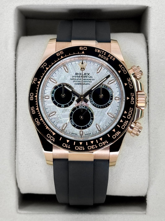 2026 Rolex Daytona 40mm 126515LN Rose Gold Oysterflex Meteorite Dial