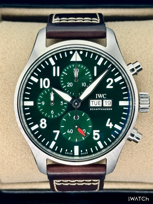 2025 IWC Pilot's Watch Chronograph 43mm IW378005 Steel Green Dial - MyWatchLLC