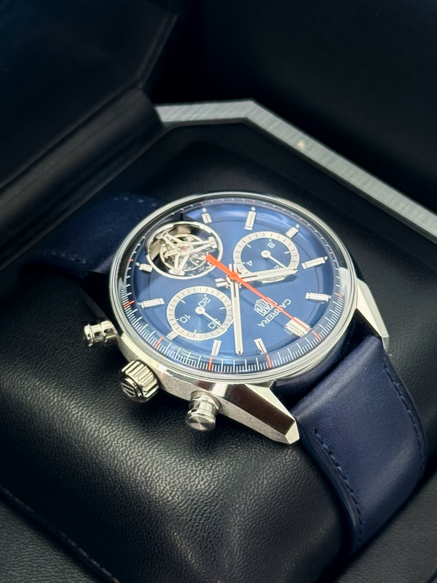 2023 TAG Heuer Carrera Tourbillon Chronograph 42mm CBS5010.FC6543 Blue Dial
