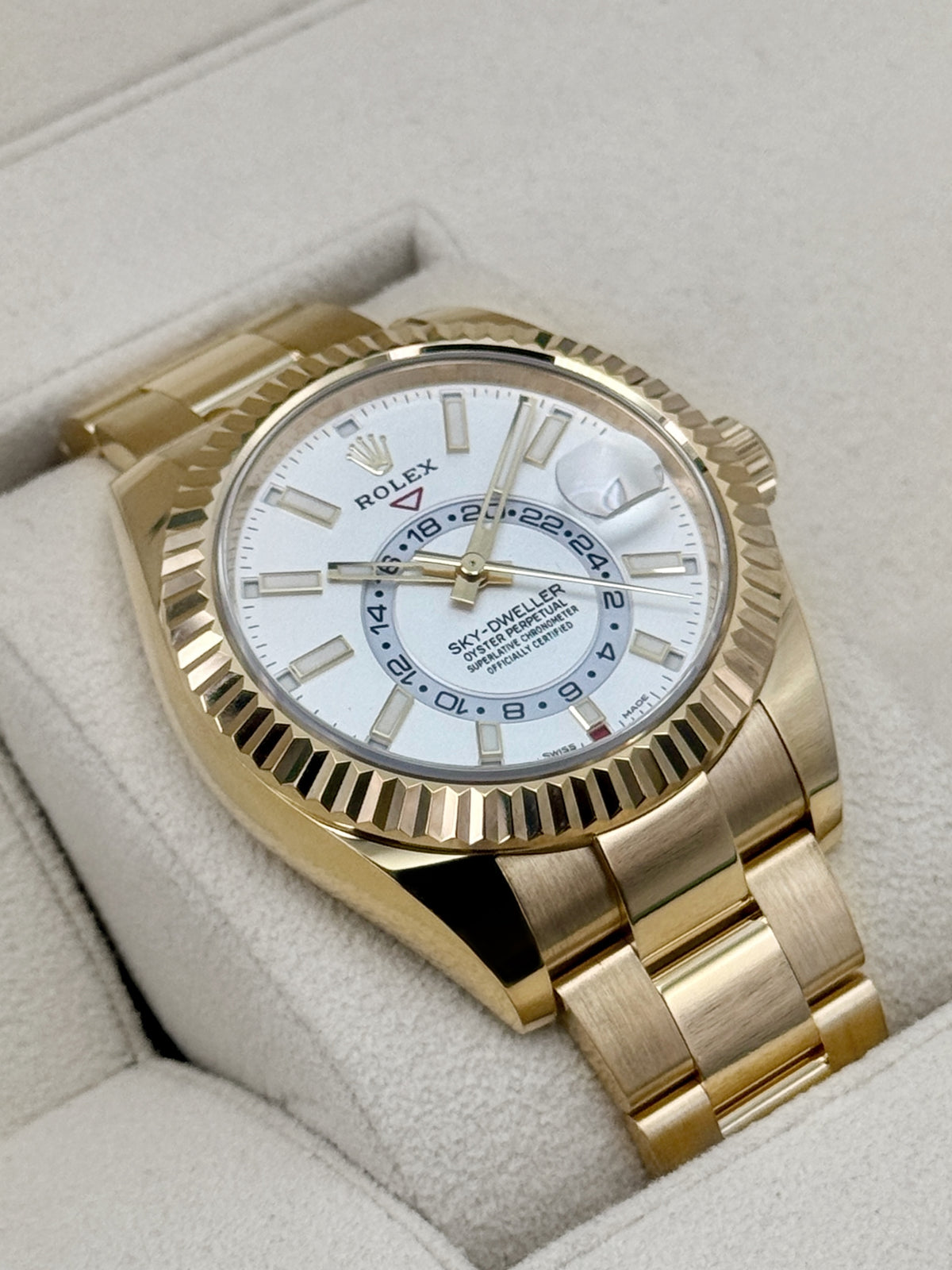 2023 Rolex Sky-Dweller 42mm 326938 Yellow Gold Oyster White Dial